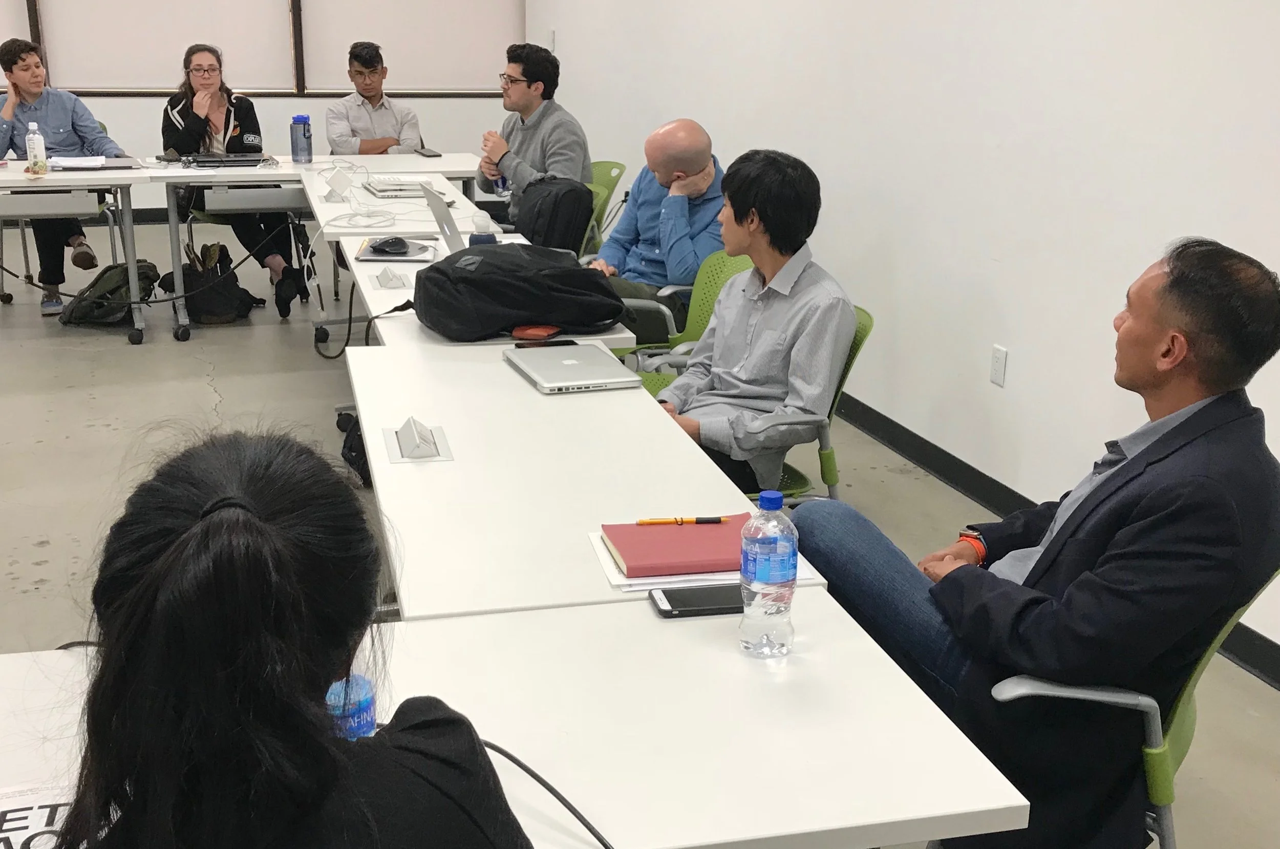Students interact with Agnes Carrera and Percival Carino (former Crafting a Meaningful Career participants) during mock job interviews in the Presentation and Career Preparation class.