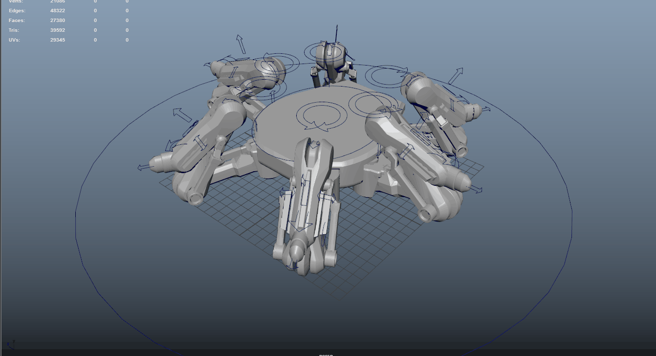 The redone activate animation which fits the new mesh as well. I wanted to make the activate animation feel very composed at the beginning of the fight. So when the boss dies it feels looser and less composed.