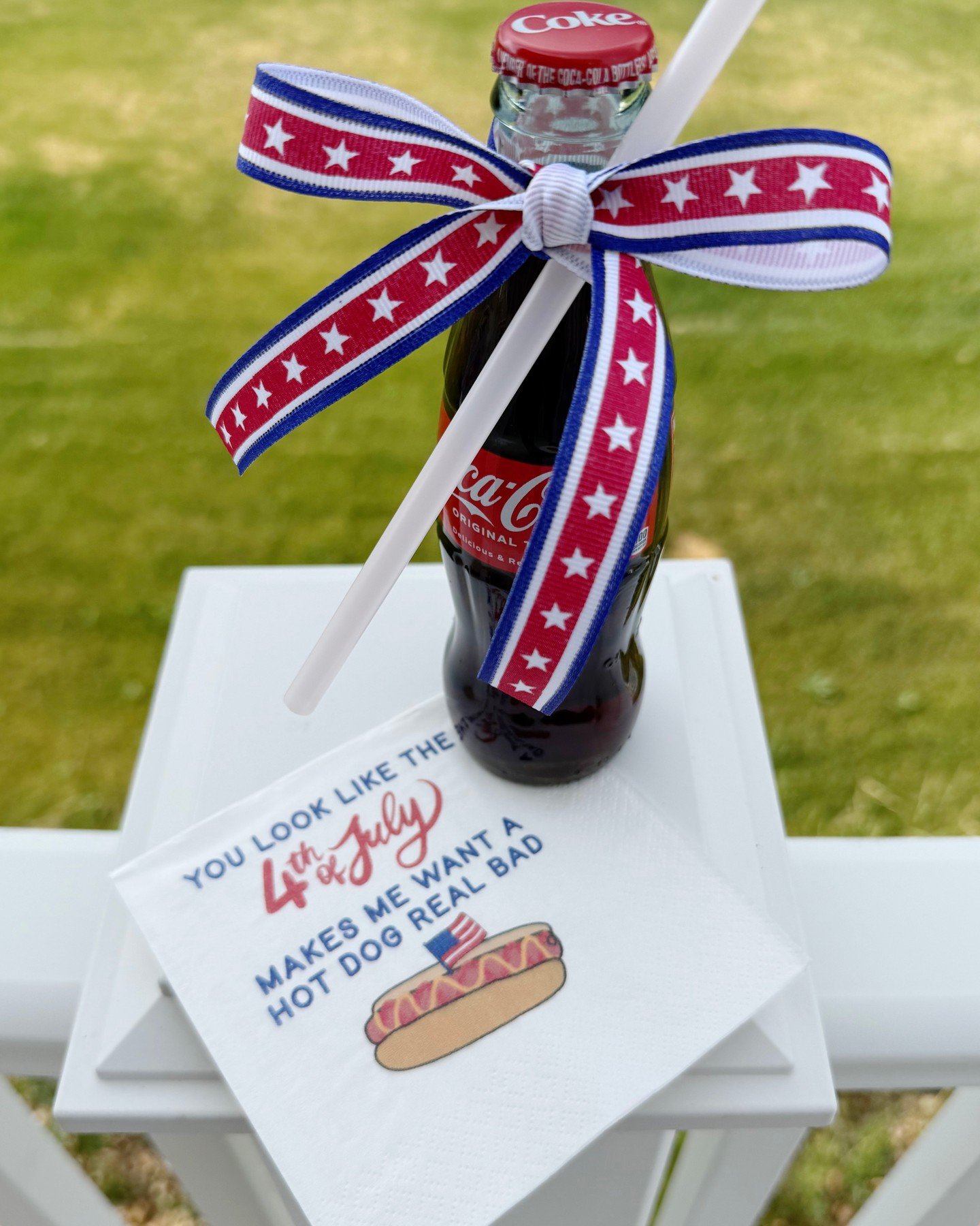 I&rsquo;m a Dr Pepper girl all the way, but Cokes in glass bottles are too cute for the 4th. I added color-changing straws to be extra festive. 🧨
