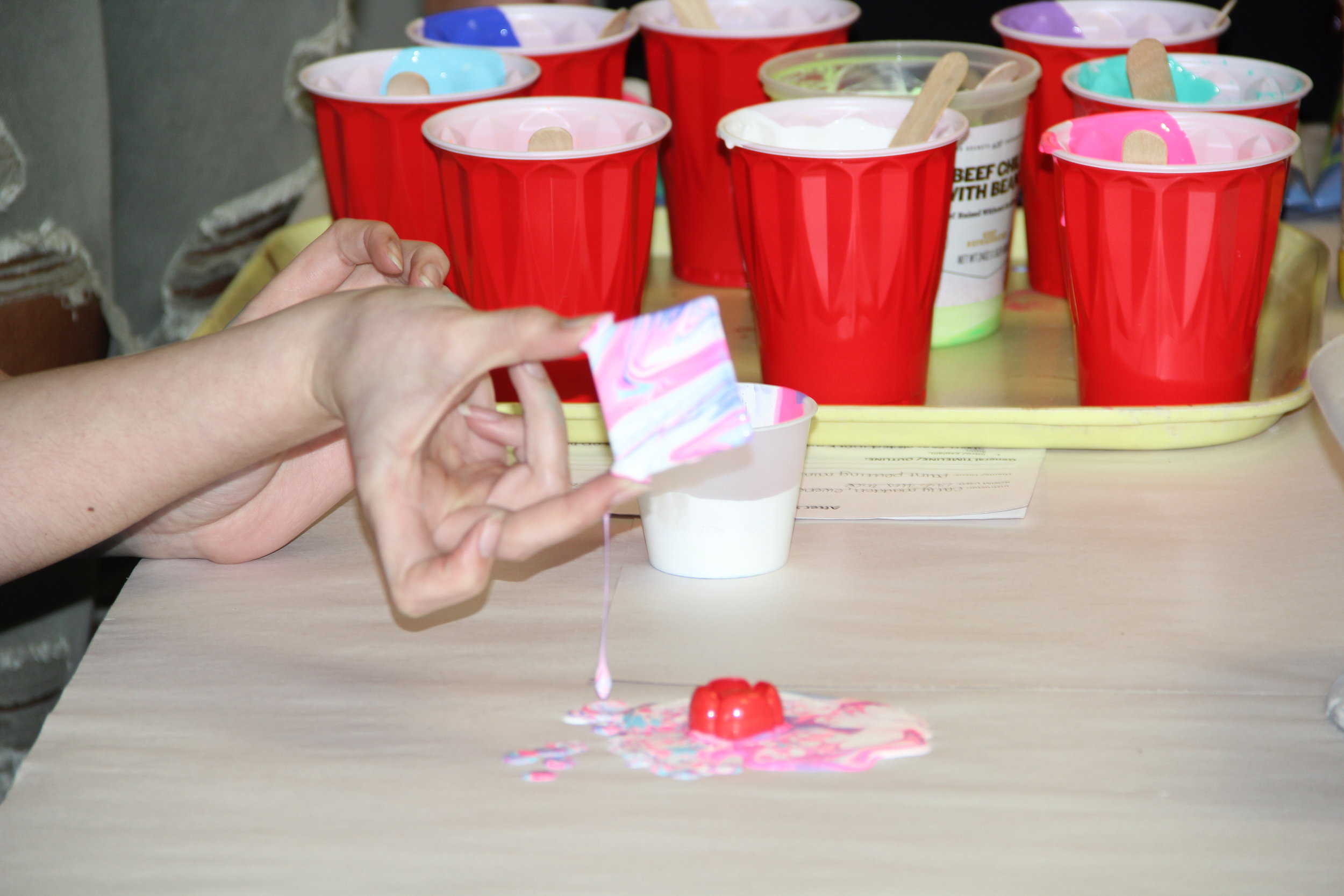 After School Art Studio with Carly and Gwendolyn, Paint Pouring