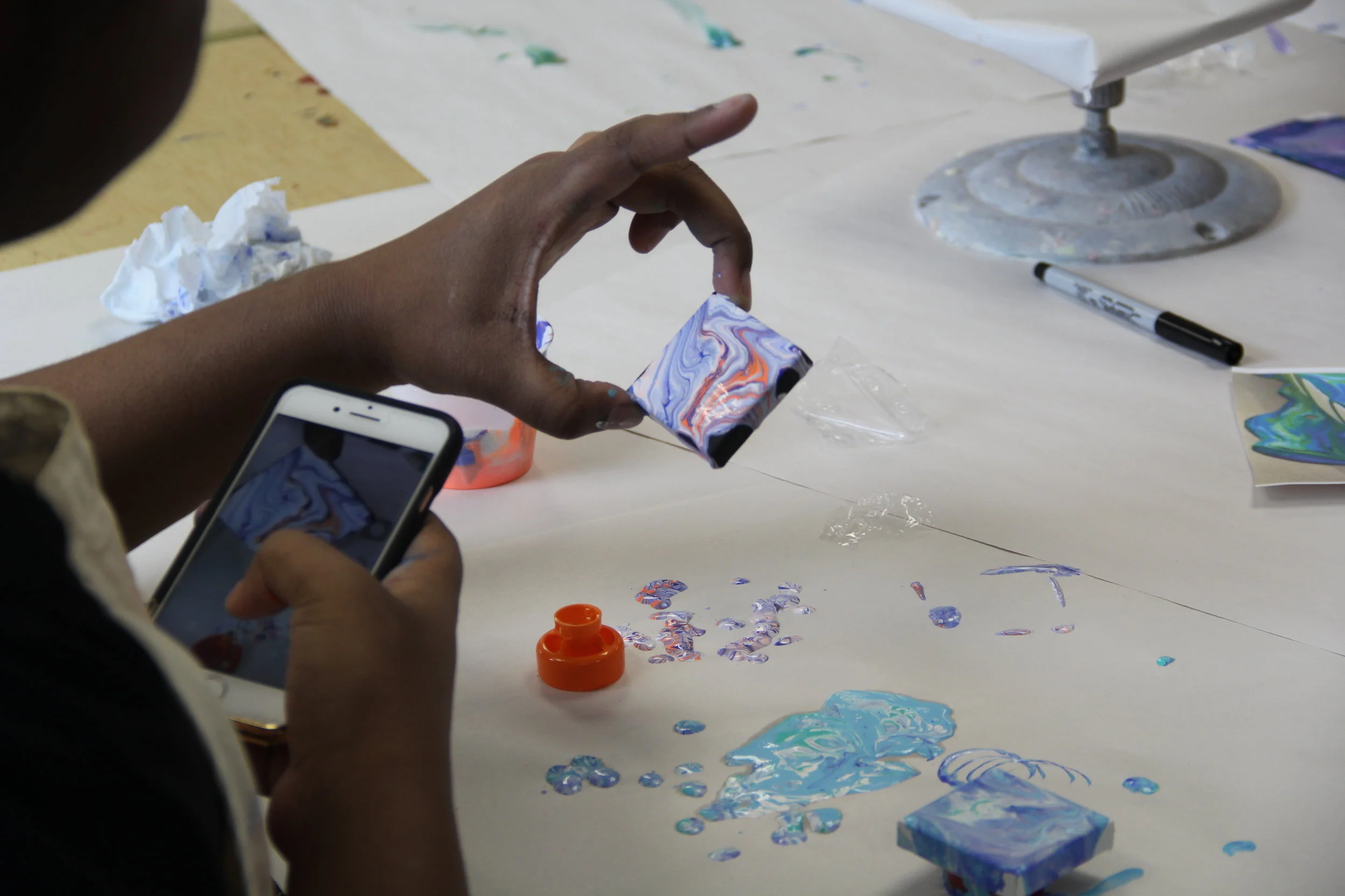 After School Art Studio with Carly and Gwendolyn, Paint Pouring