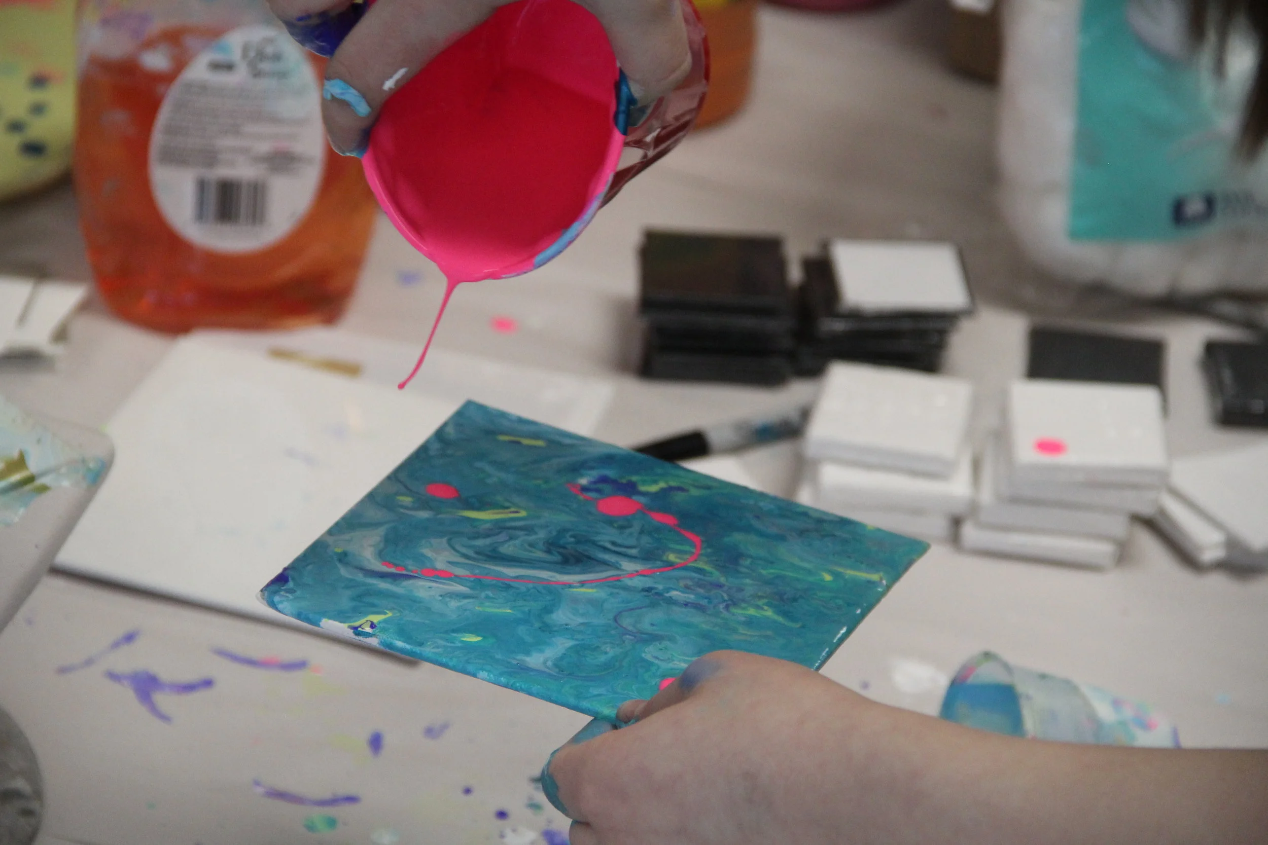 After School Art Studio with Carly and Gwendolyn, Paint Pouring