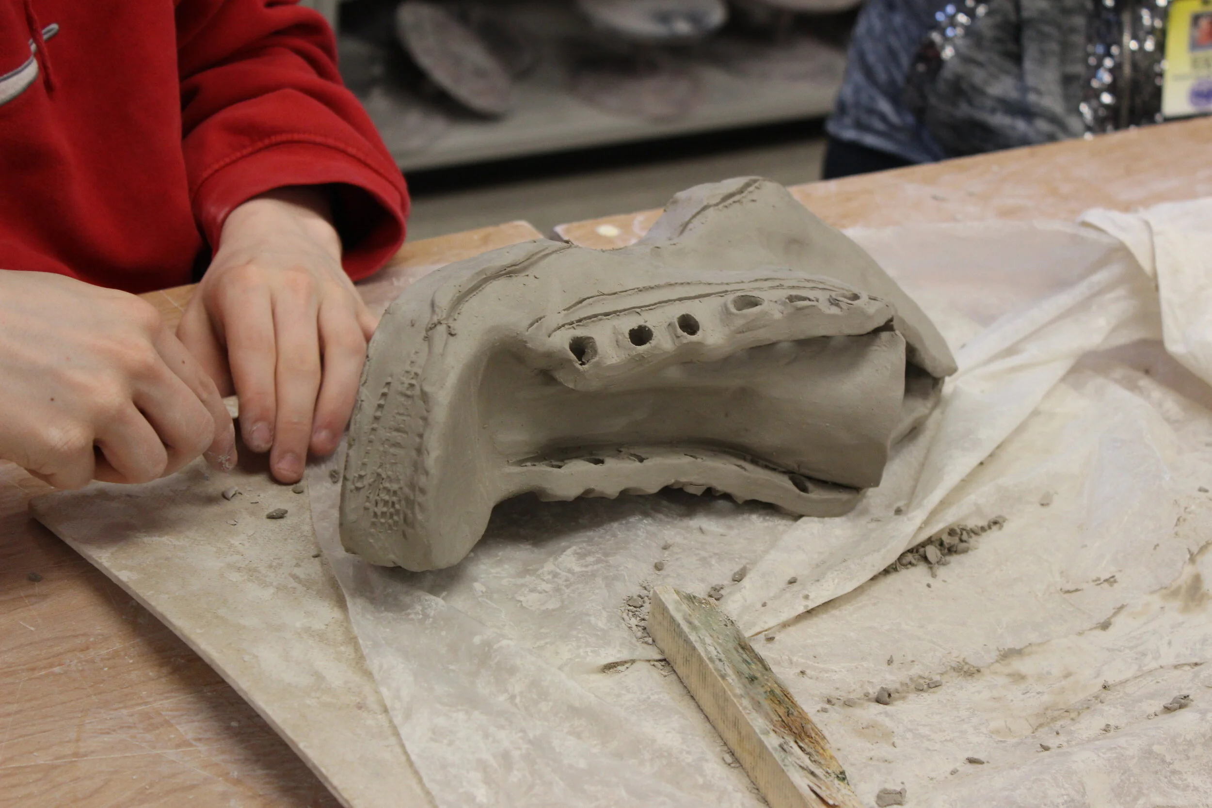 Building Clay Shoes in Sculpture 1