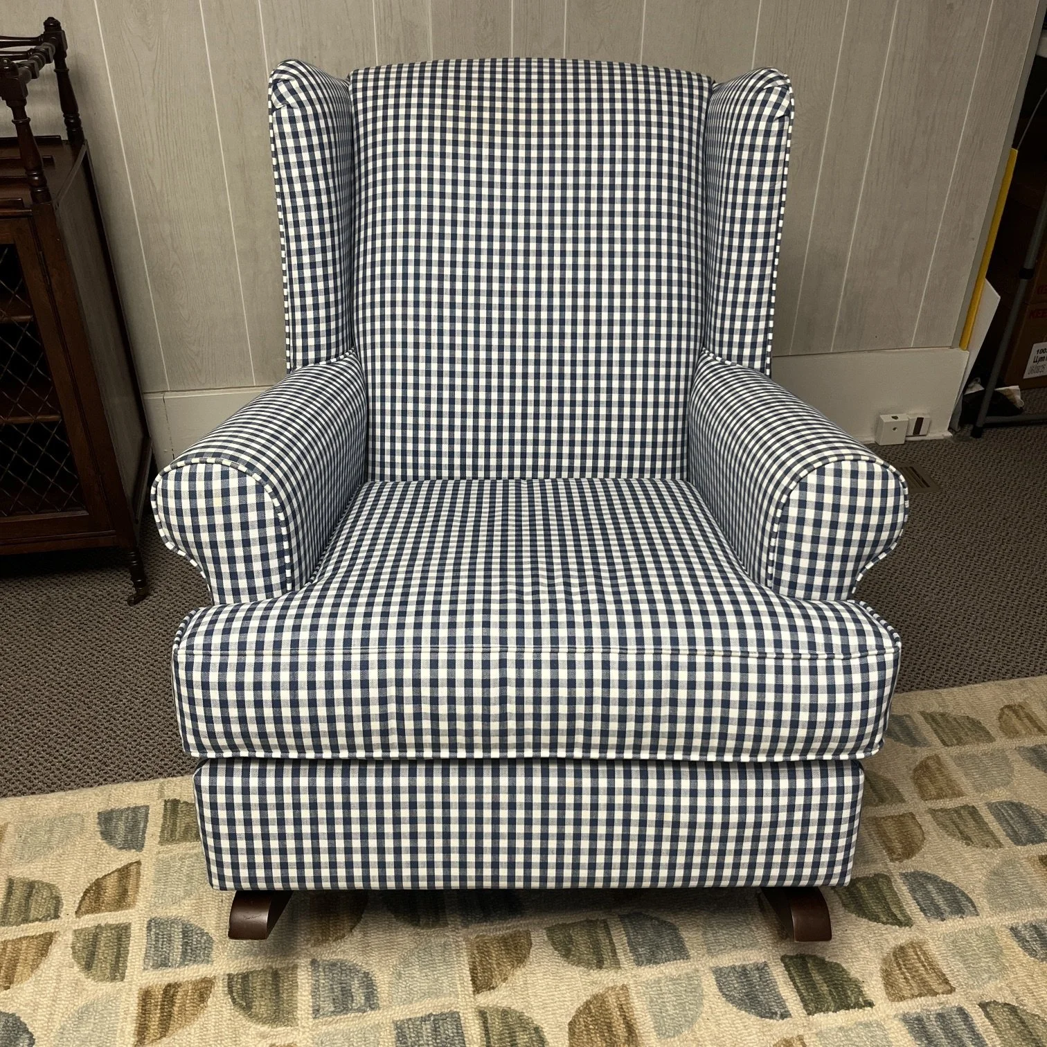 59c Laura Ashley Navy & White Checked Rocking Chair