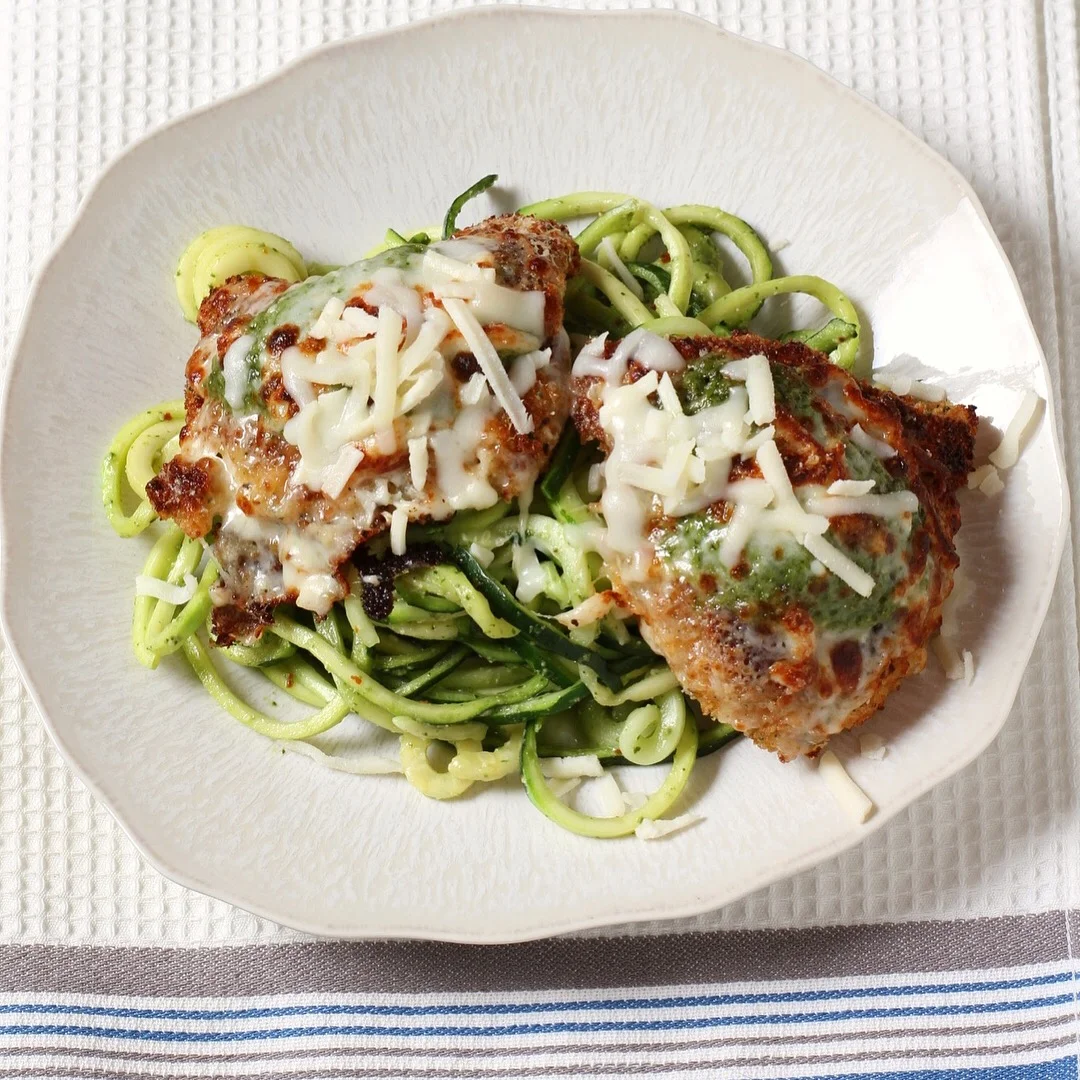 Chicken pesto Parmesan. 