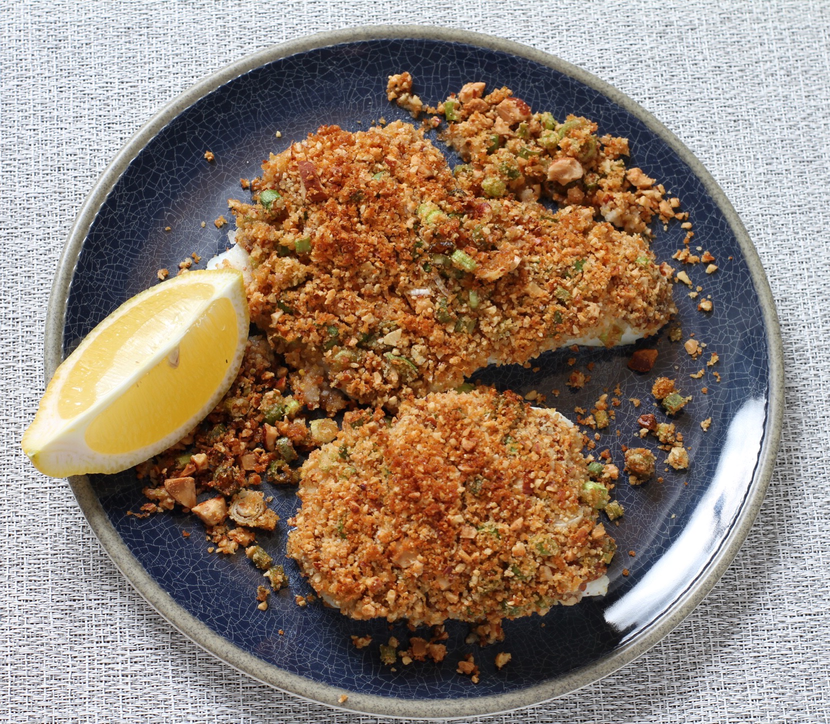 Almond-and-breadcrumb baked Atlantic cod