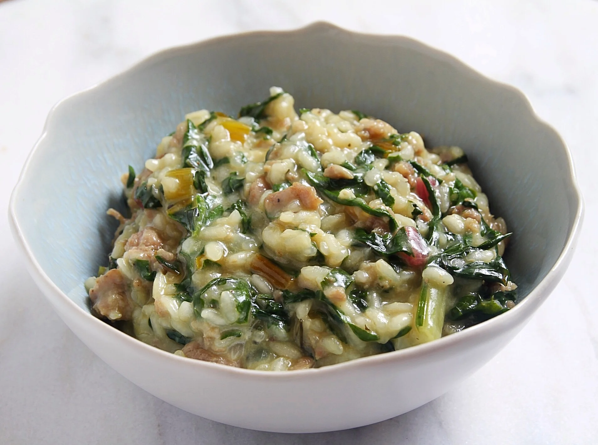 Sausage and chard risotto  