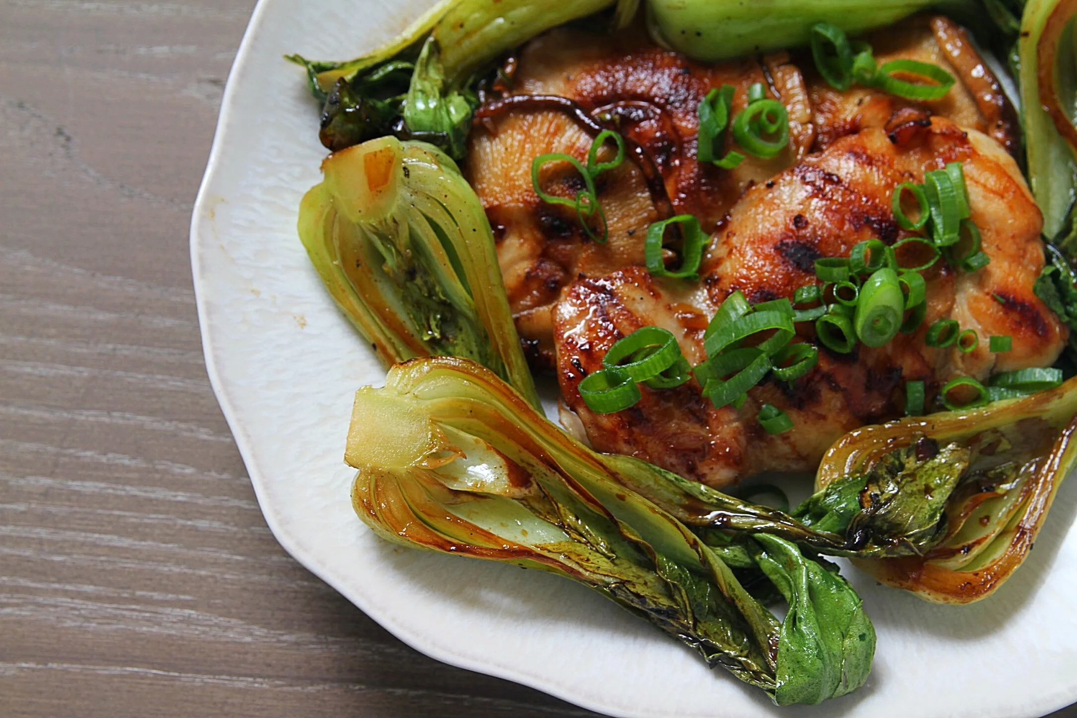 Asian-flavored chicken with shiitakes and bok choy