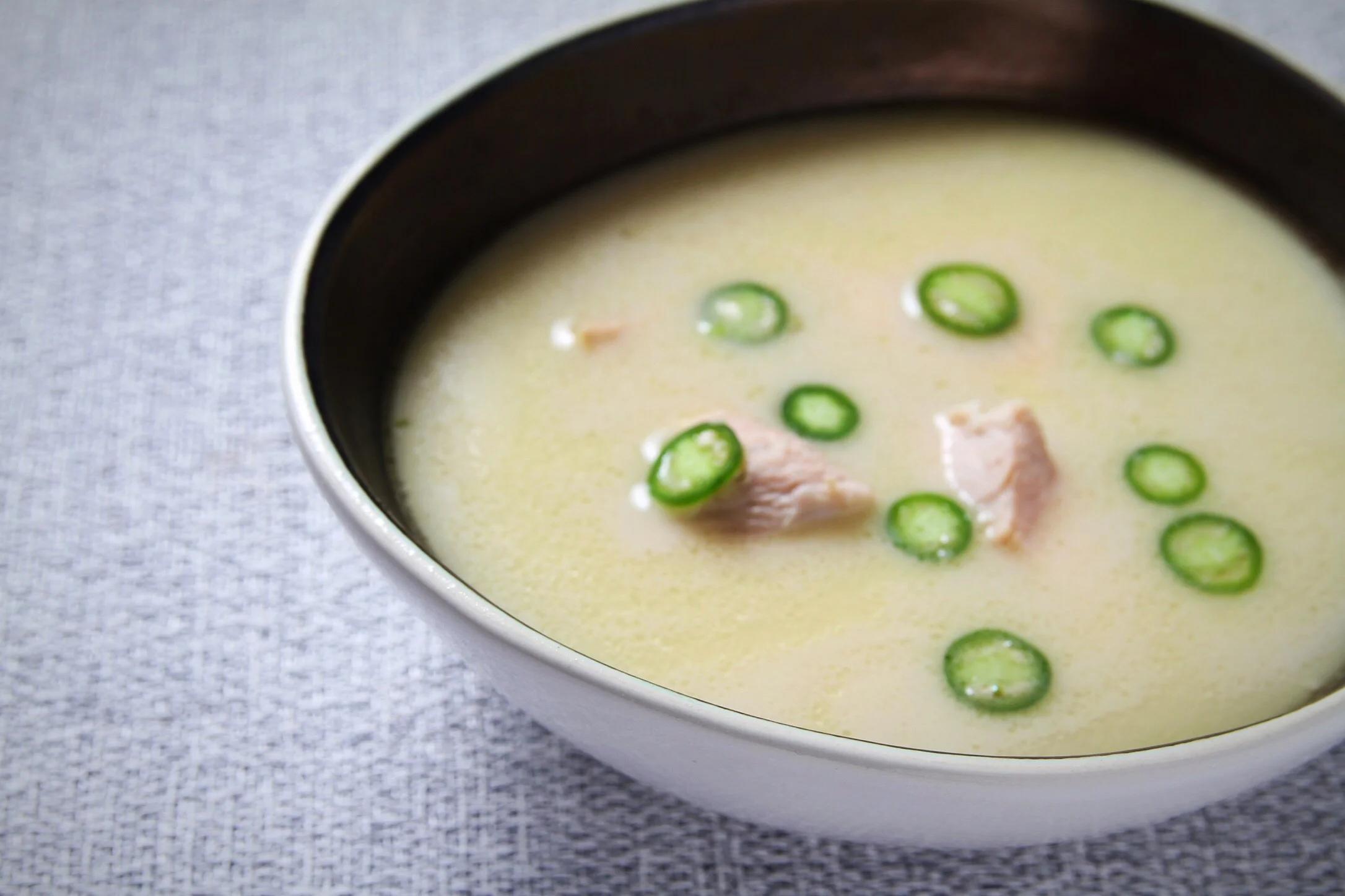 Chicken and coconut milk curry soup. Recipe by Alex Guarnaschelli from her latest book The Home Cook. 