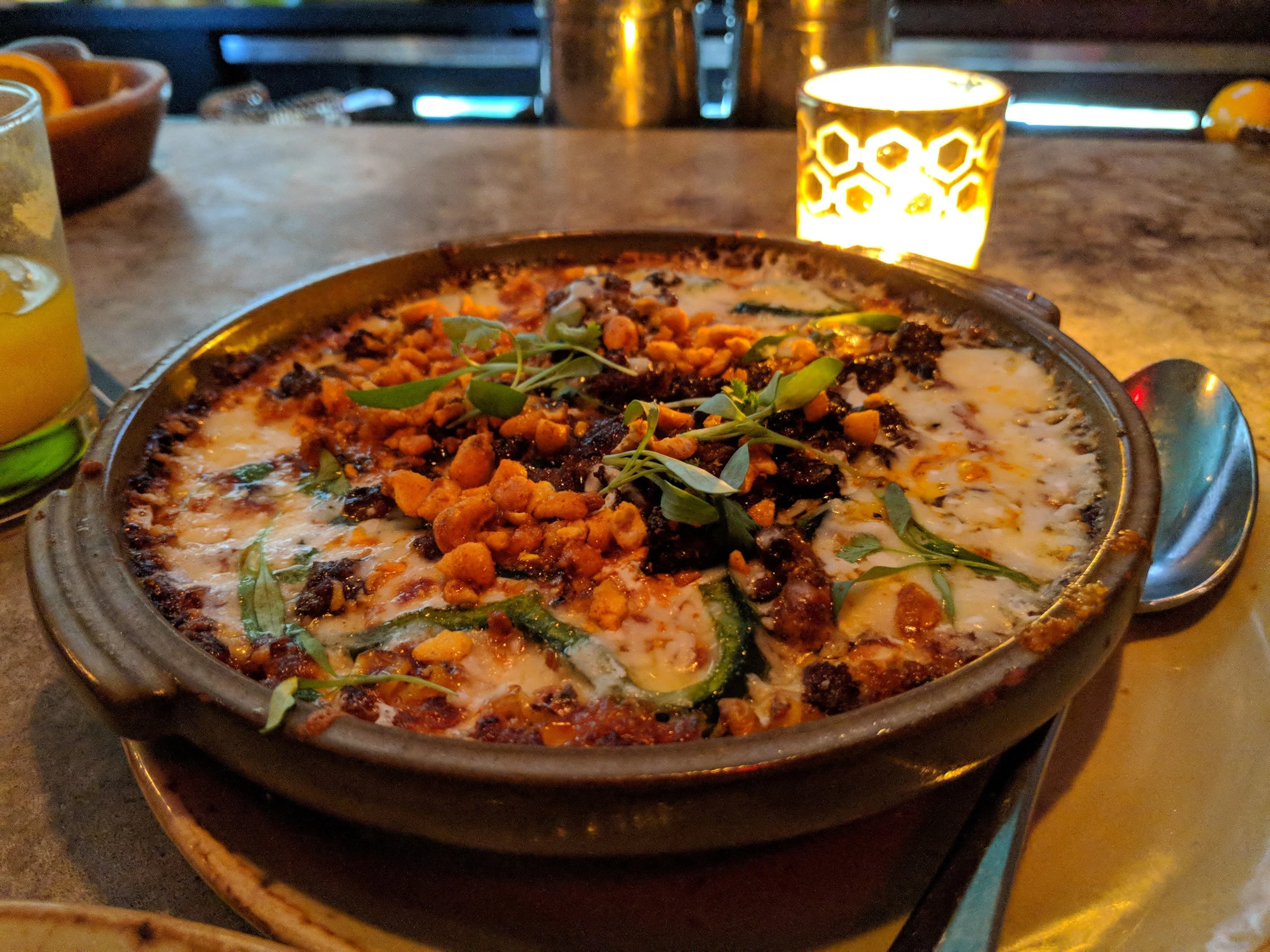 Seriously savory queso fundido with chorizo at Burro Bar.