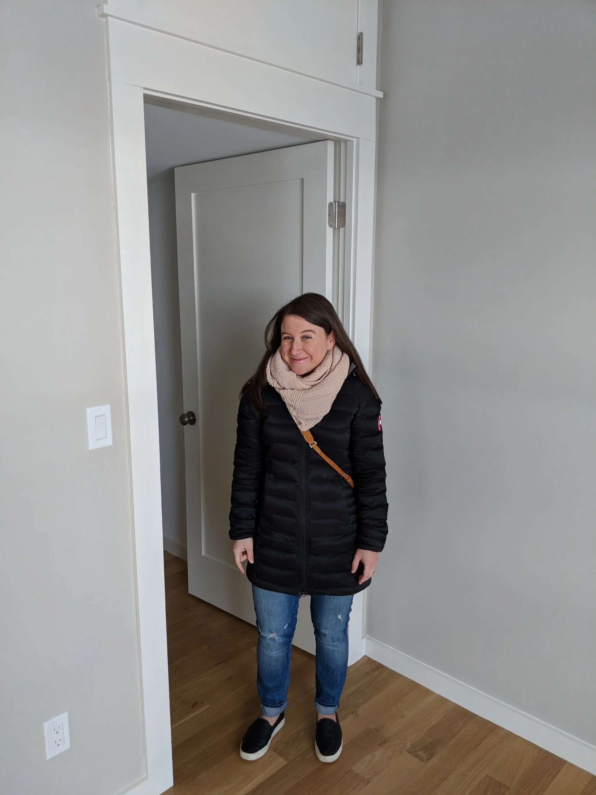 Checking out the new apt! Taking measurements and rejoicing about so much more space!