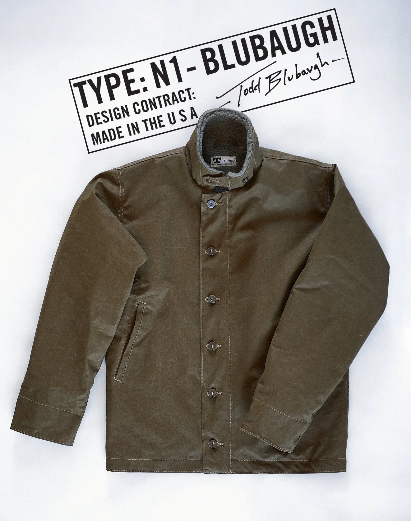 Blubaugh (OLIVE) N1 Deck Jacket by Tellason - Water Resistant 
