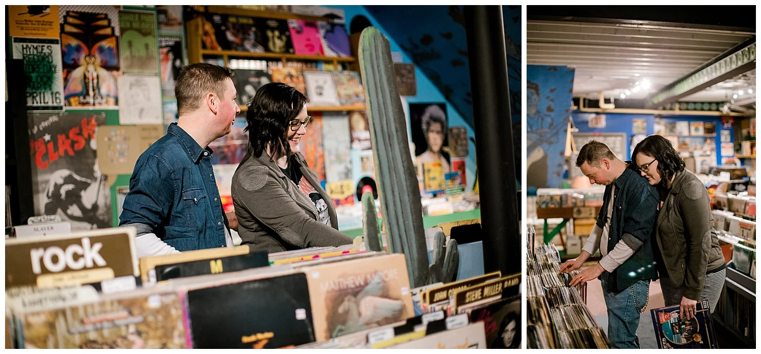 Hymie's Vintage Records Engagement session Lauren Baker Photography Winter engagement session