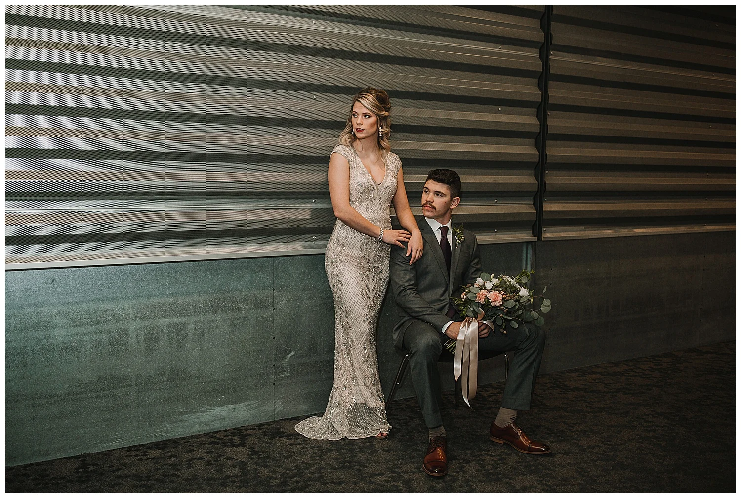 Bride and Groom Lauren Baker Photography Science Museum of Minnesota Wedding Fall Wedding