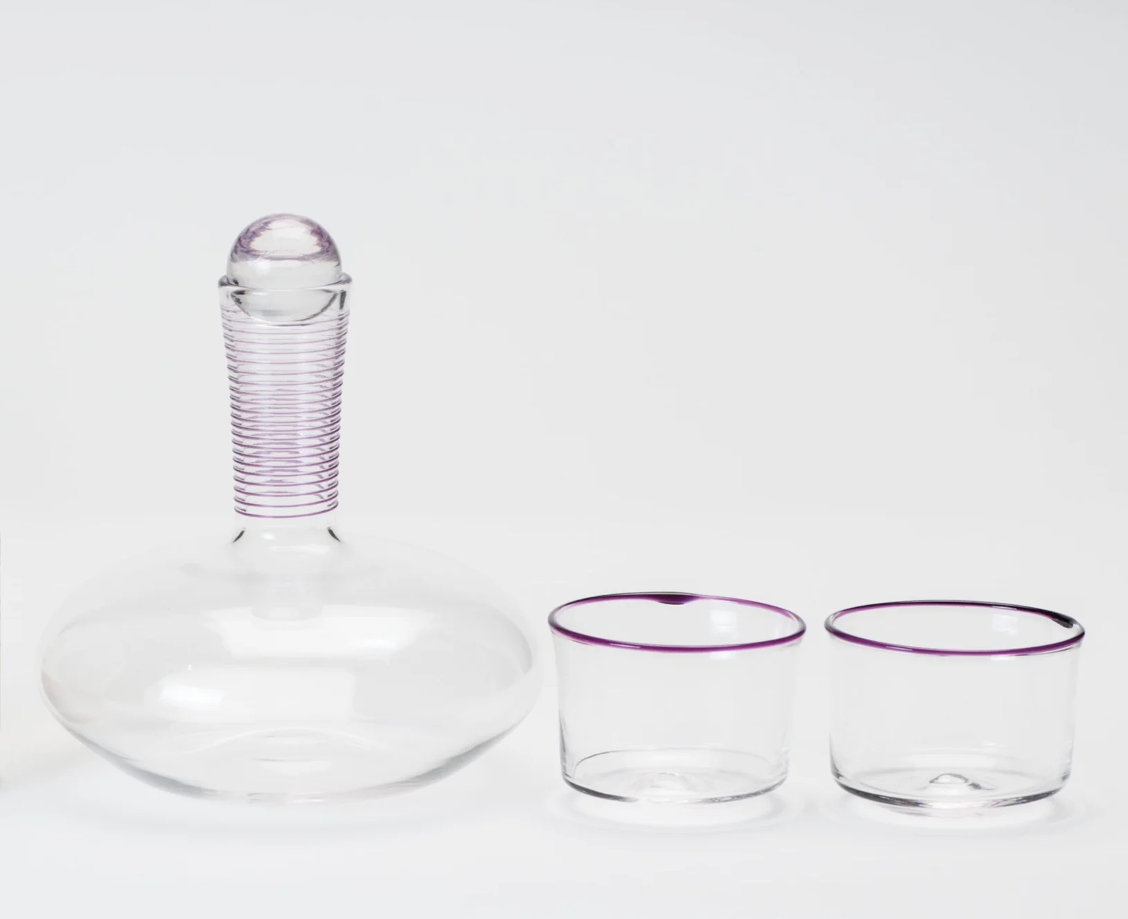 Gold Amethyst Threaded Long-neck Decanter w/ Marble and Tumblers