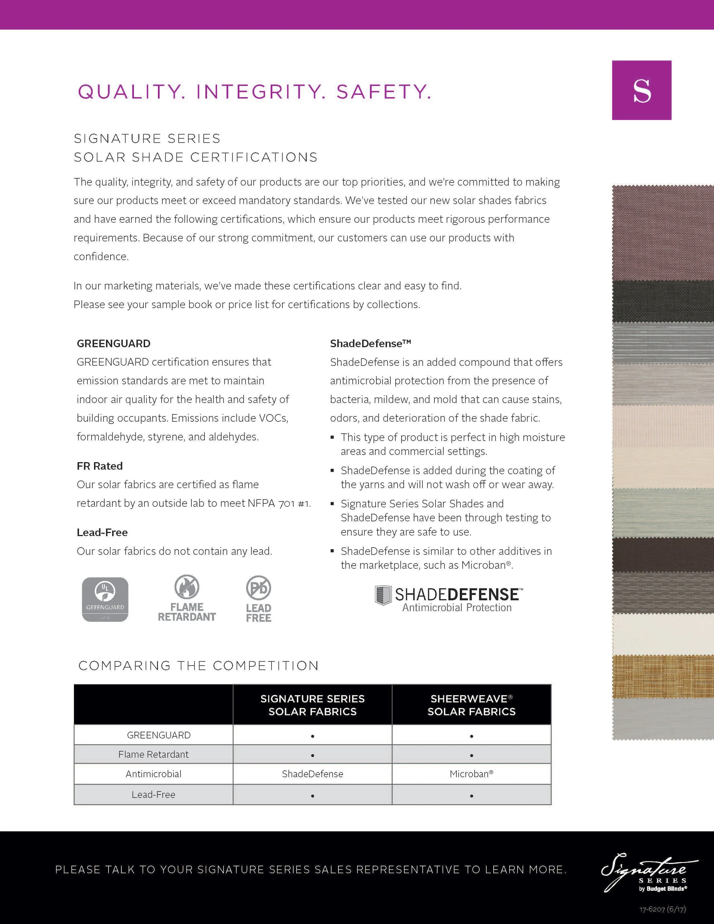 Solar Shade Certifications Information Sheet