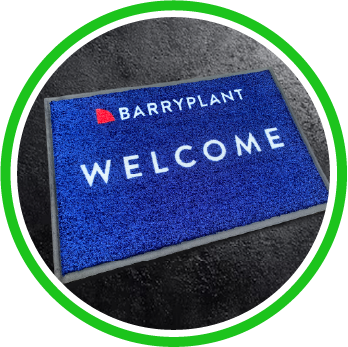 Printed Logo Welcome Mat with Barry Plant Logo