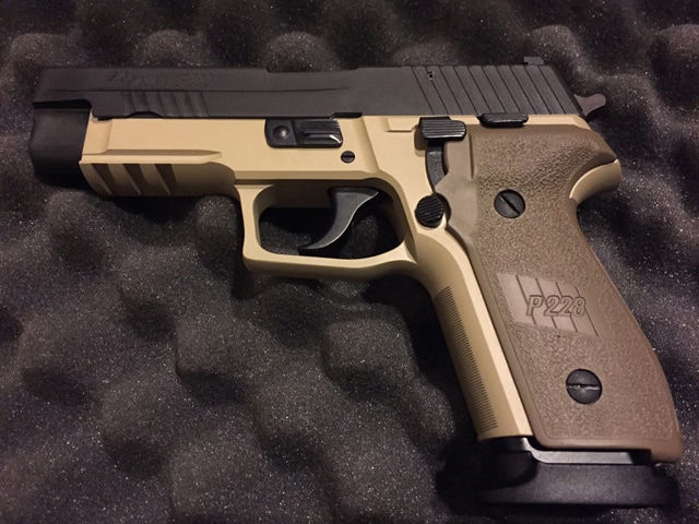 226 .40 slide on the 229 frame with 226 mag and an X-Grip. Cerakote by Pittsburgh Cerakote.