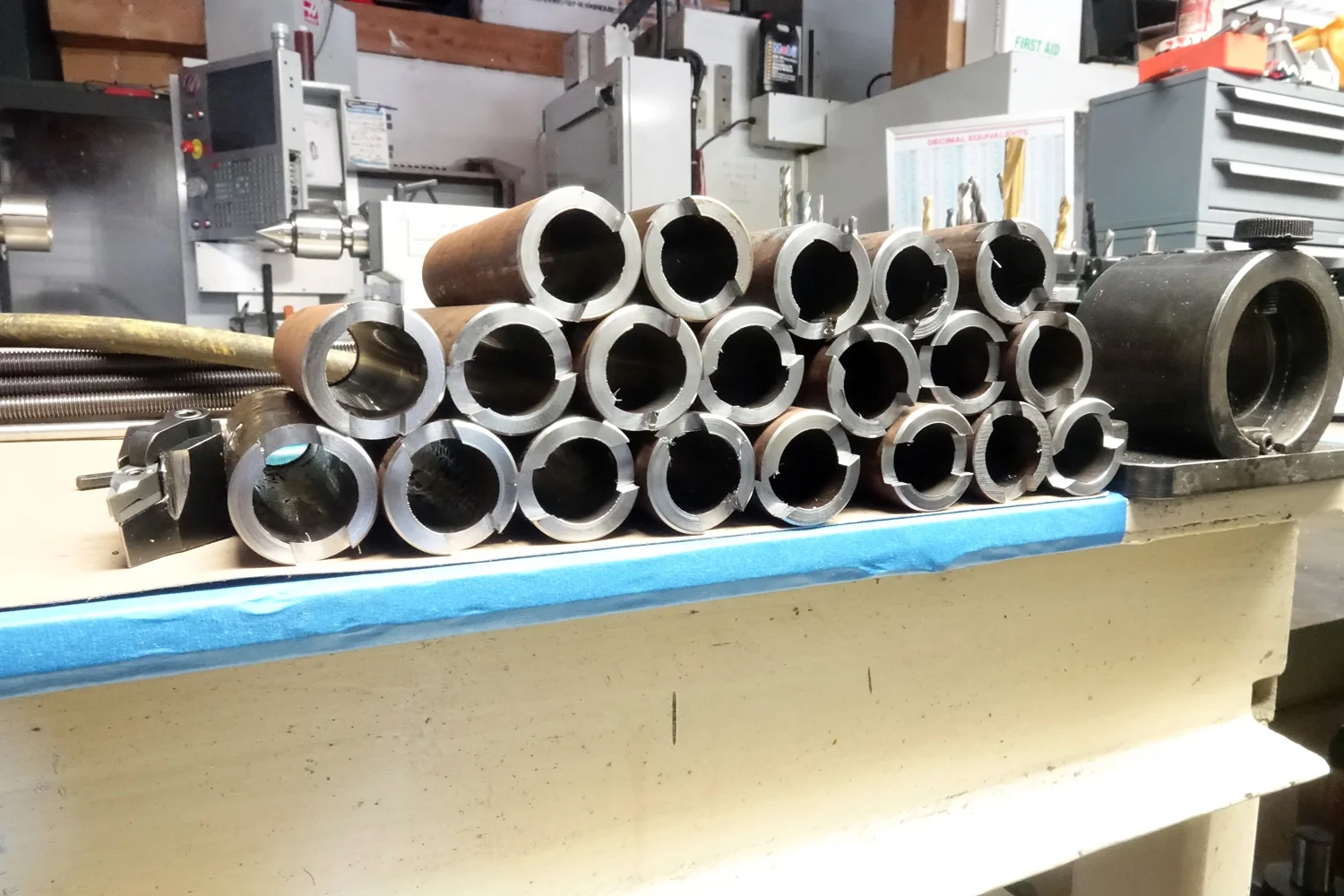 Some partially machined jigs.