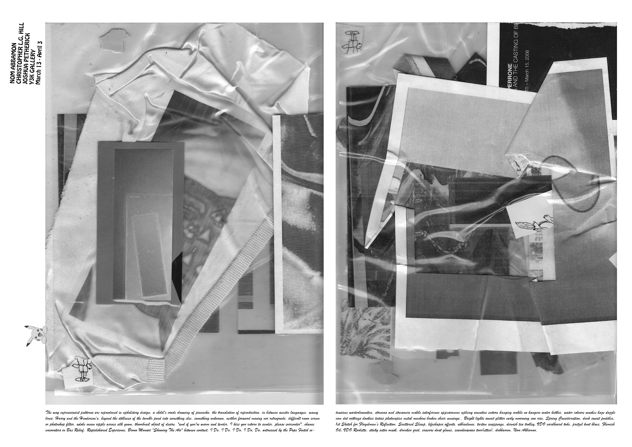 Author: S.T. Lore Client: Y3K / World Food Books Designer: Joshua Petherick Pages: 24 Format: Softcover Ring-bound, 210 x 150 mm, Edition of 100 Year: 2010 "Of the poster, little is known, beyond the formal dimensions. Measuring 120 by 100 centimetres, slightly ripped and torn at one edge, this numbered edition 1/1 includes the artist’s own initials — VA — scrawled haphazardly in the right-hand corner. By all accounts, this original airbrush print was dredged up during the 2005 demolition of local Art-deco horror cinema The Odeon . Found sealed away in a cardboard tube with other discarded movie poster designs — for POSSESSION (1981) with Sam Neil and Isabelle Adjani and for NEXT OF KIN (1982) with John Jarrett — this one-off hand produced edition was apparently commissioned for a never-released science fiction movie entitled: A GOLDEN BREED (1987). Pushing aside his scant belongings (a shoebox, a string bag of oranges, a thin foam mattress) Oliver Hextall reaches out with his long and artistically elegant fingers to re-examine the work. Despite the condition of the poster, the imagery retains the same powerful and technically flawless composition. Expressionistic colours blend seamlessly with realistic portraiture to create a mysterious, hypnotic backdrop. Backlit by the malefic circle of a rising sun, under a sky streaked by weird stretchy clouds, titanic buttresses of rock shelter a crescent shaped sandy beach. Devoid of any trees or the peaceful shapes of Pacific birds, ocean waves crash into the base of a large stone in the centre of the beach. Carved with a multitude of pregnant figures (long-limbed beings with rounded bellies and pointed teeth) this totemic sculpture is surrounded, on all sides, by a strange array of hundreds of egg-shaped orbs. By far the largest figure inside the poster is the magnificent portrait of the wild-eyed woman. Airbrushed into the foreground, half-turned in profile, her eyes are pinned by intractable pupils as her left arm clutches a blunt medieval weapon. The dynamic posture clearly establishes a moment separated from a longer string of action, as her sandalled feet occupy a ruin of fragments shattered from a nearby orb. In the distance, under a rock cornice, a priestly looking figure raises his arm before a sheltered army of longhaired soldiers as they prepare to launch forward a momentous beach assault. A dark drip of blood clings to the woman’s headband as she stares defiantly outward: with one eye fixed on the viewer and one eye fixed on them ..."