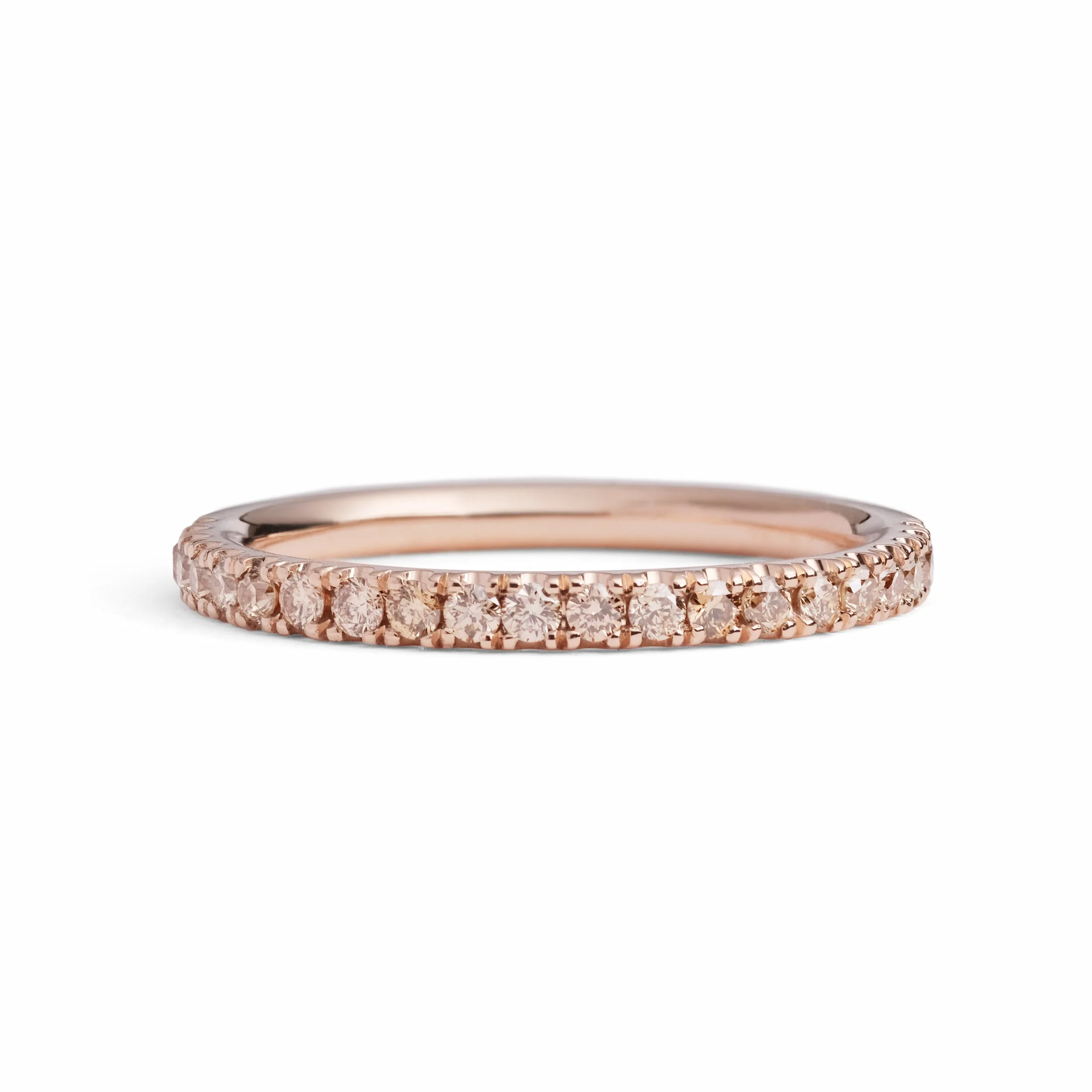 andromeda champaign diamond arc rose gold ring top view