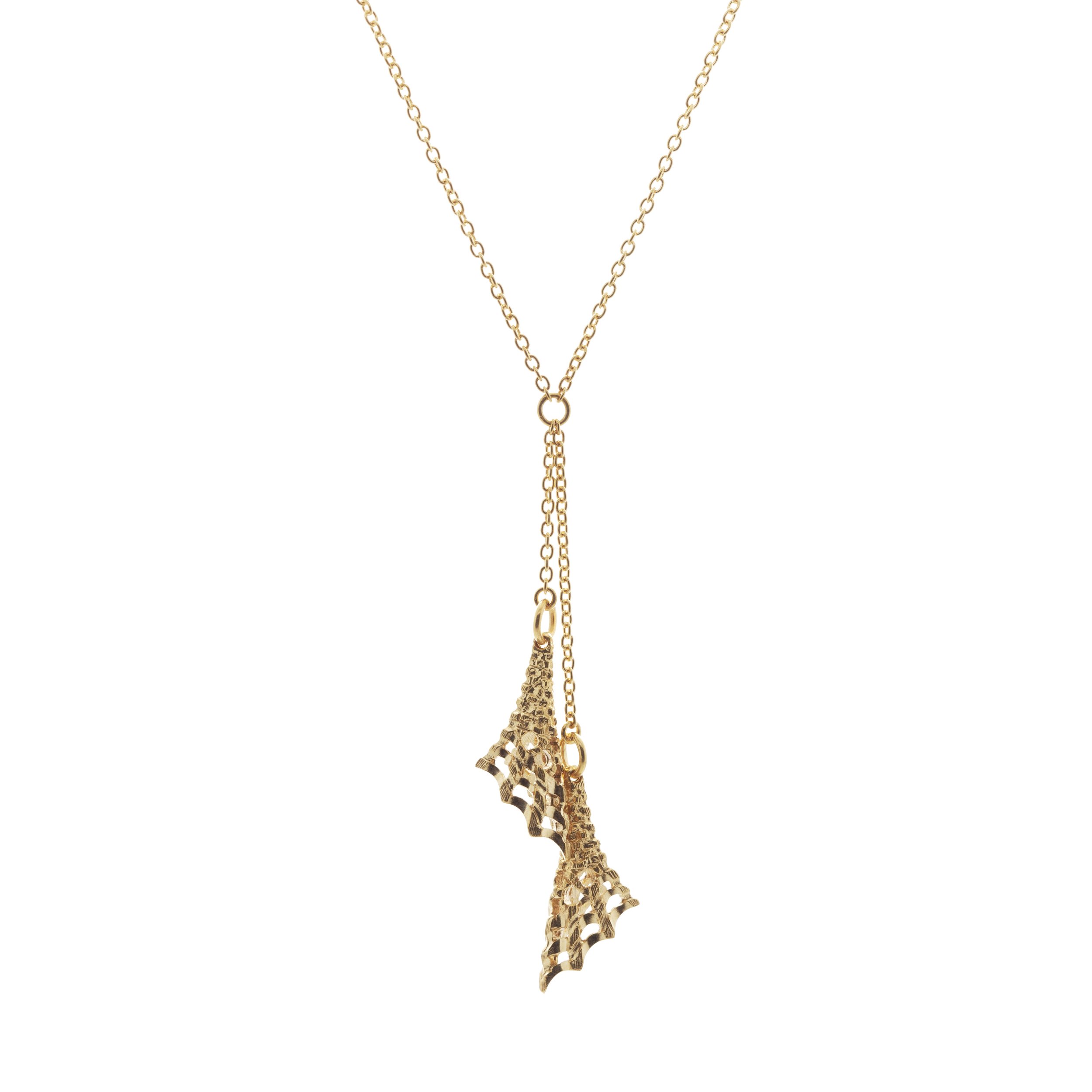 Double drop necklace in yellow gold