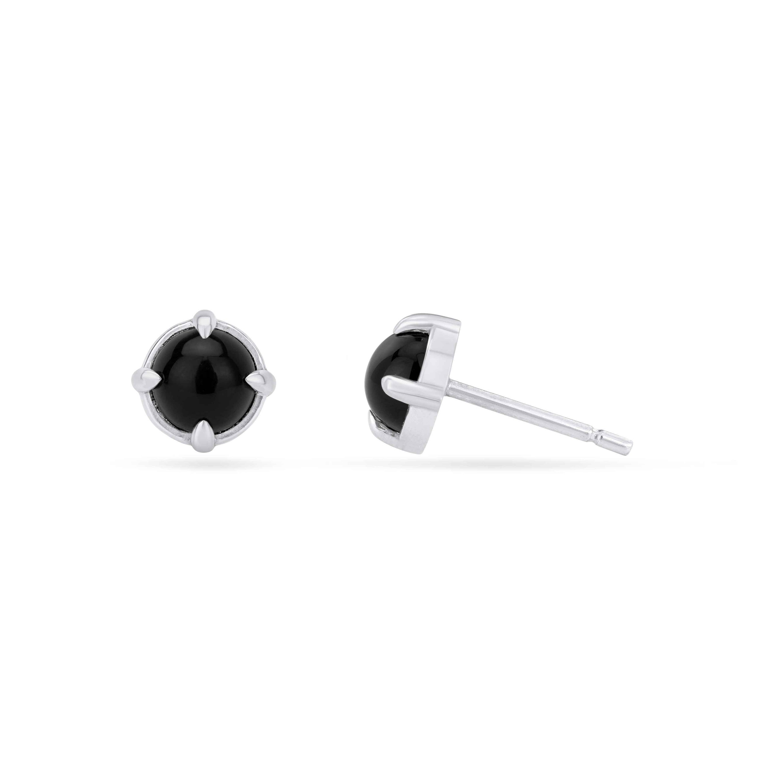 Wolf Collection Up Helly Aa viking fang gem studs in silver and onyx