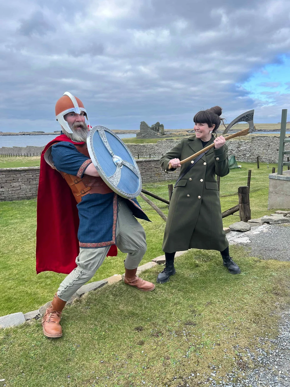  Karlin Anderson attacking her husband Bryan Peterson with a viking axe 