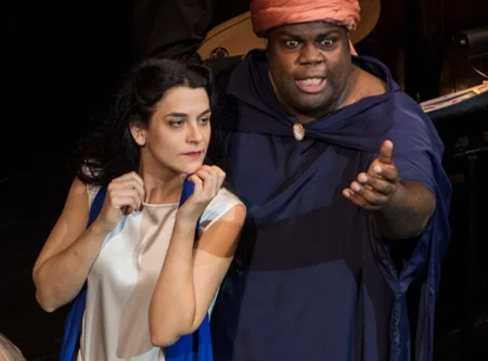 Hana Blažiková, left, as ruthless Poppea, with Reginald Mobley as her nurse. Courtesy of http://classicalvoiceamerica.org
