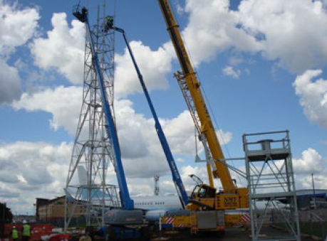 Installation of new Surface Movement Radar tower and antenna for INDRA