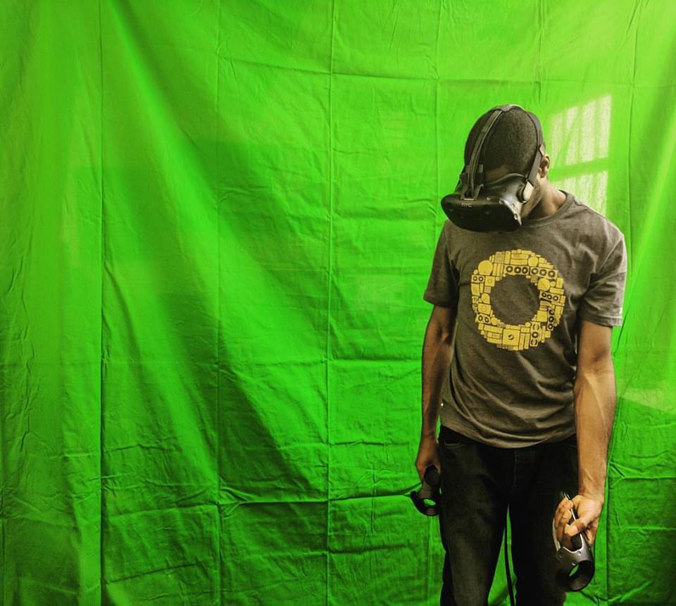 Ben in a green-screen MR demo