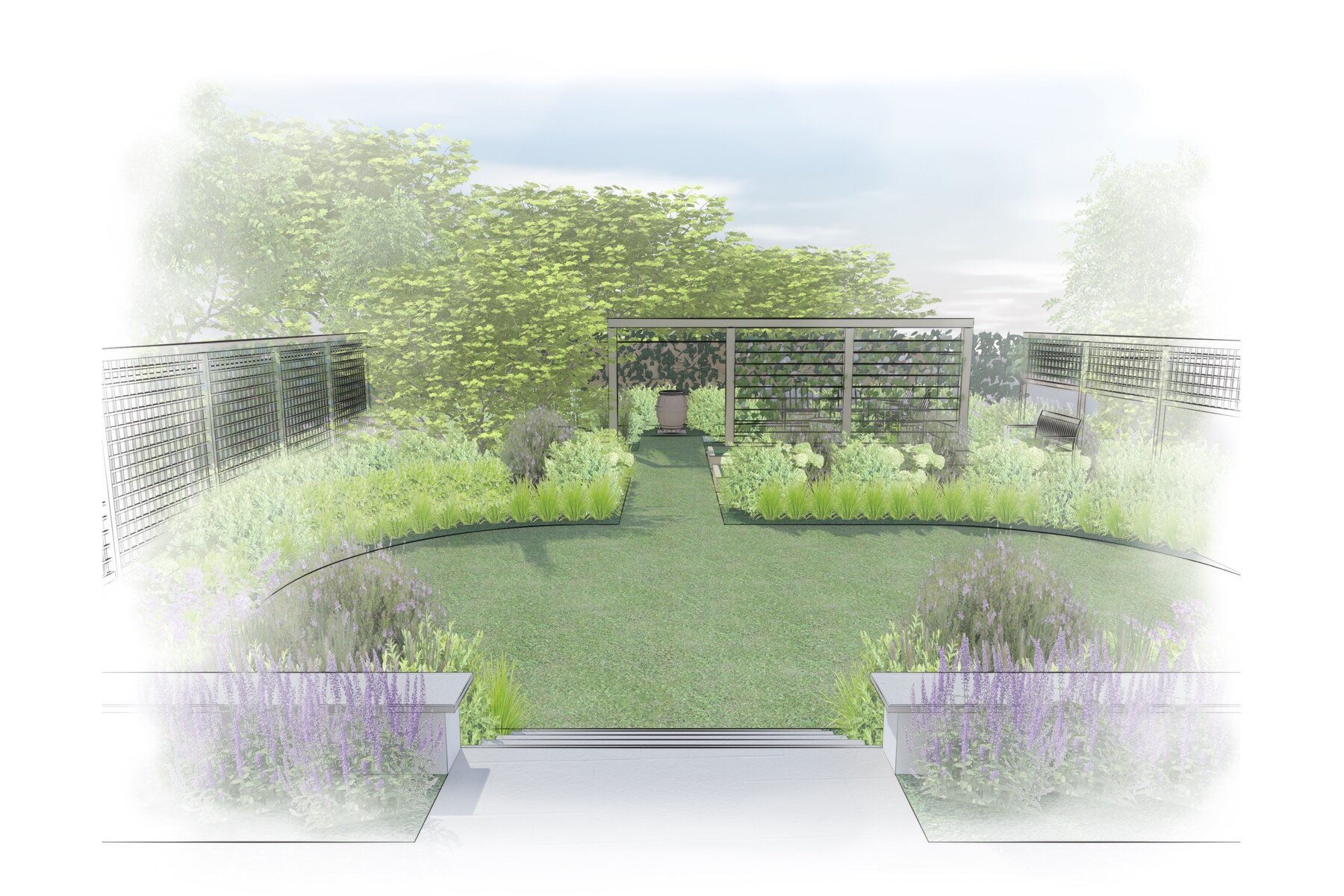 Formal lawn townhouse garden design lewes.jpg
