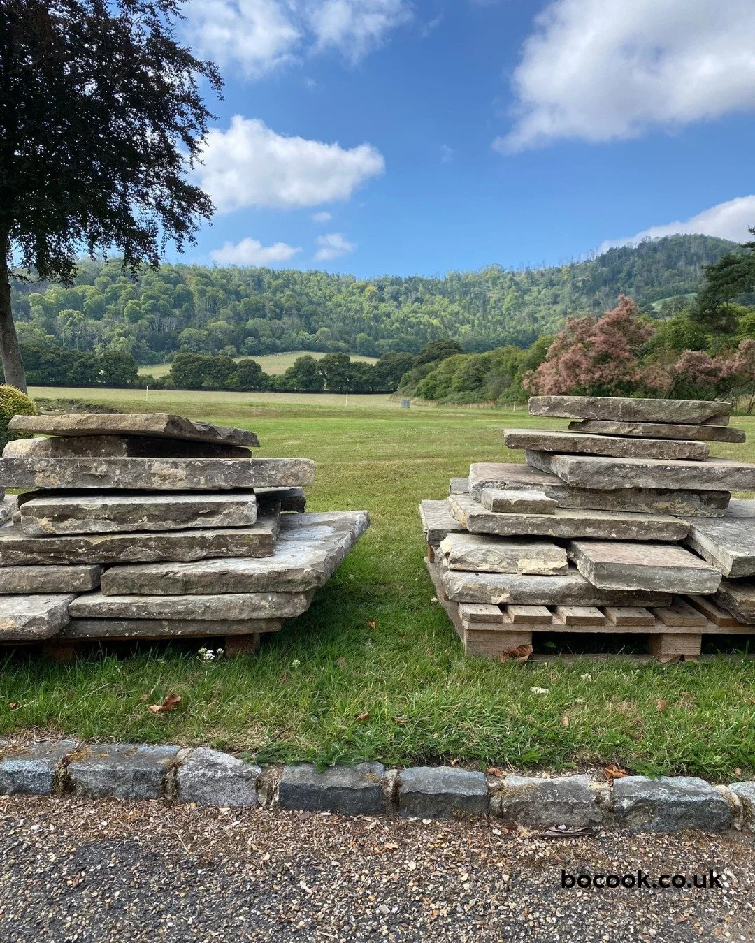 Re-using materials from site: Such beautiful, old, thick york stone and weathered bricks. A gentle clean is all these need before they get to grace a new terrace soon to be built around the sensitively remodelled historic property. Carefully lifted a