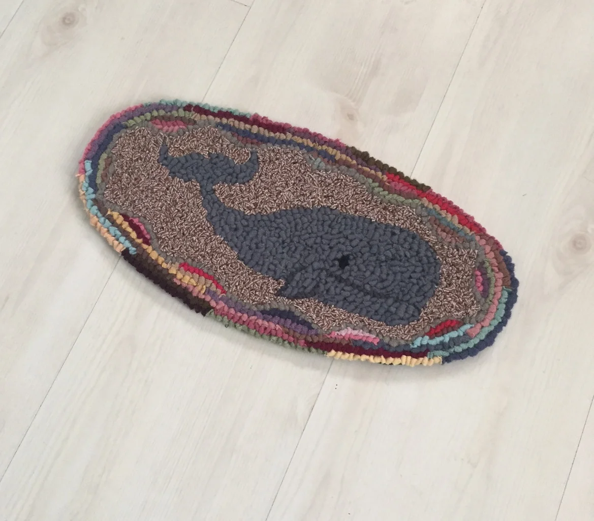 DIY CRAFT KIT - OVAL WHALE - Complete 7 by 15 inch Primitive Rug Hooking  Kit on Your Choice of Foundation — loop by loop studio