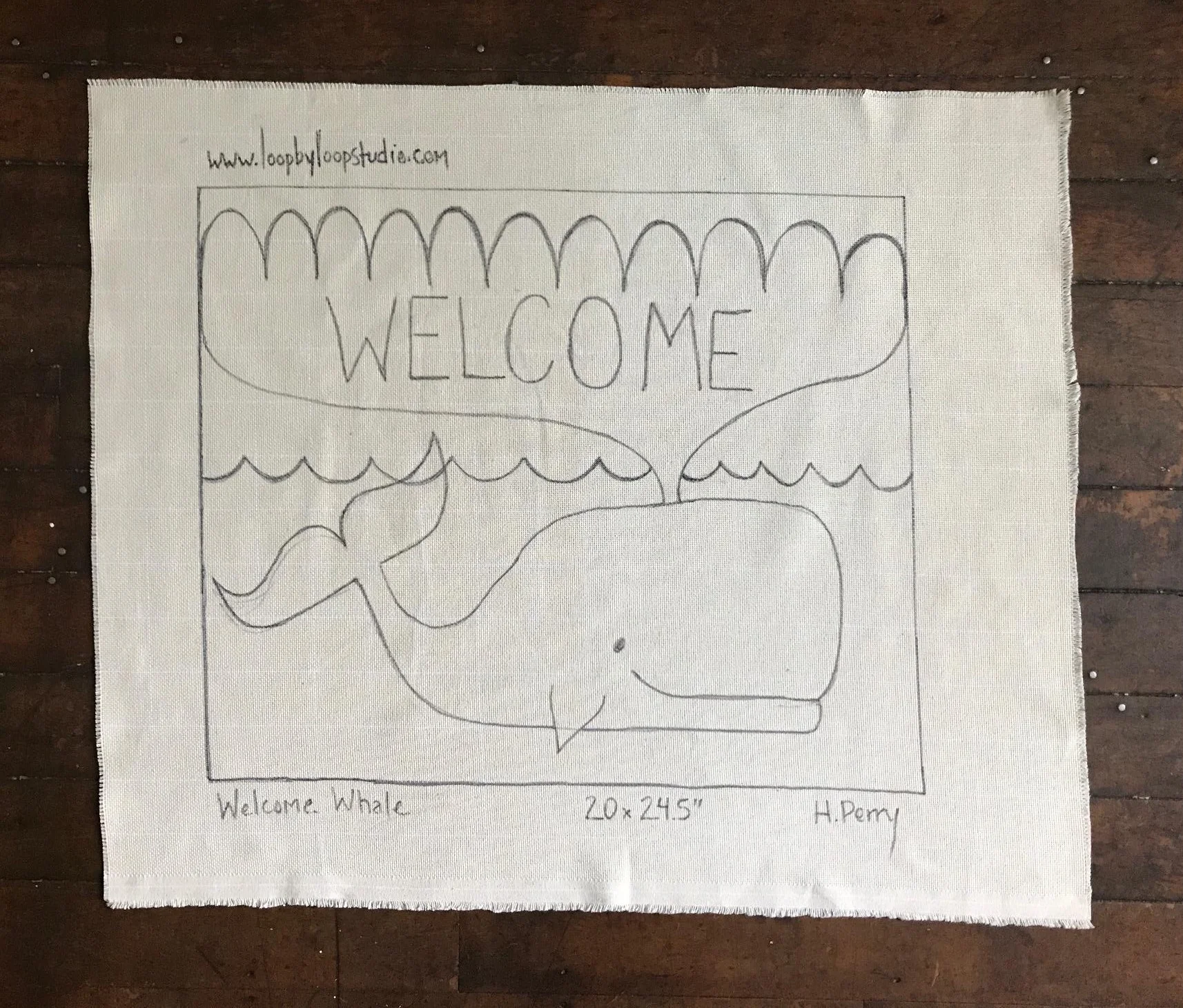 Welcome Whale - Original Hand Drawn 20 by 24.5 inch Rug Hooking Pattern on  Your Choice of Foundation — loop by loop studio