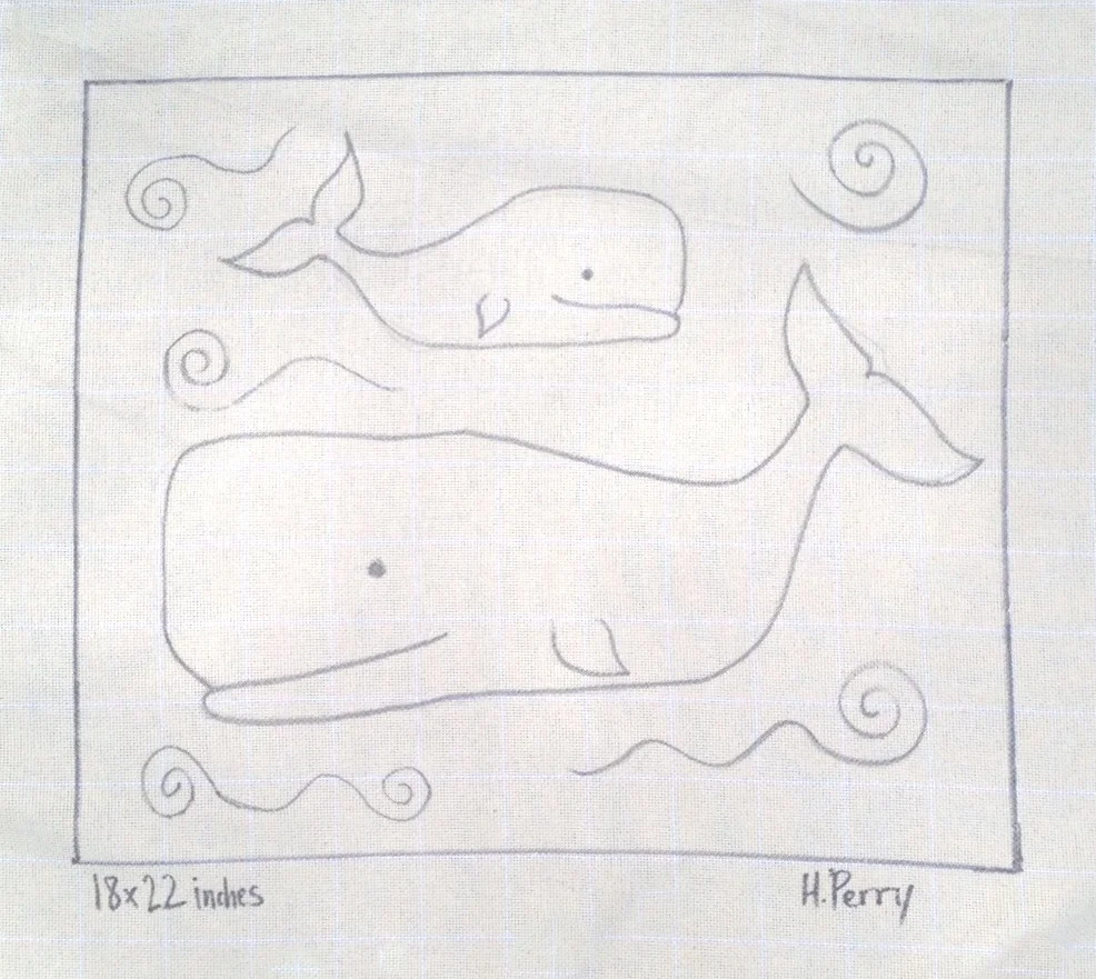 Whale Friends - Original Hand Drawn 18 x 22 inch Rug Hooking Pattern on  Your Choice of Foundation — loop by loop studio