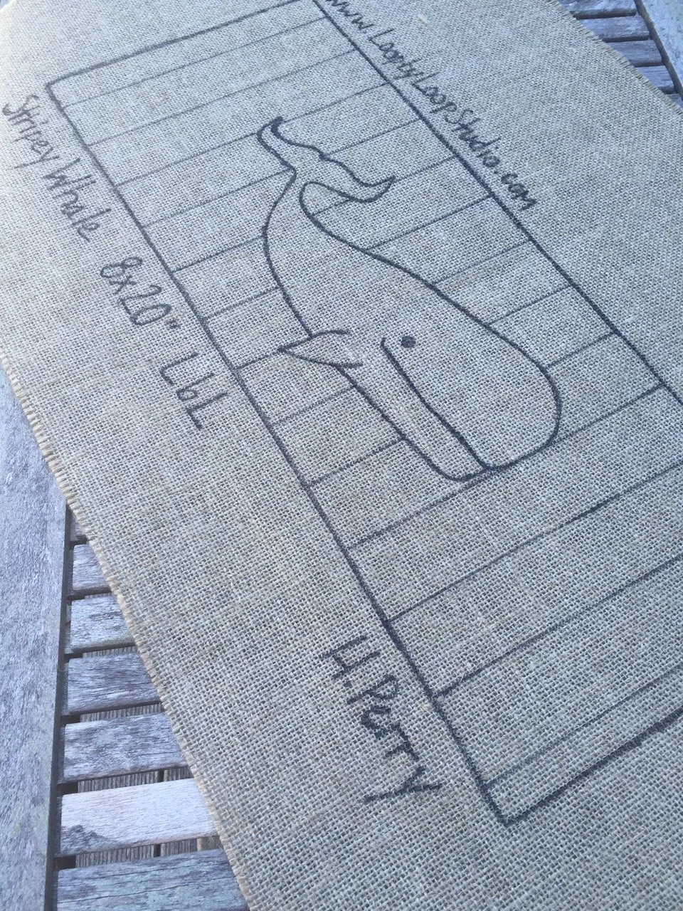 Stripey Whale - Original Hand Drawn 8 x 20 inch Rug Hooking Pattern on Your  Choice of Foundation — loop by loop studio