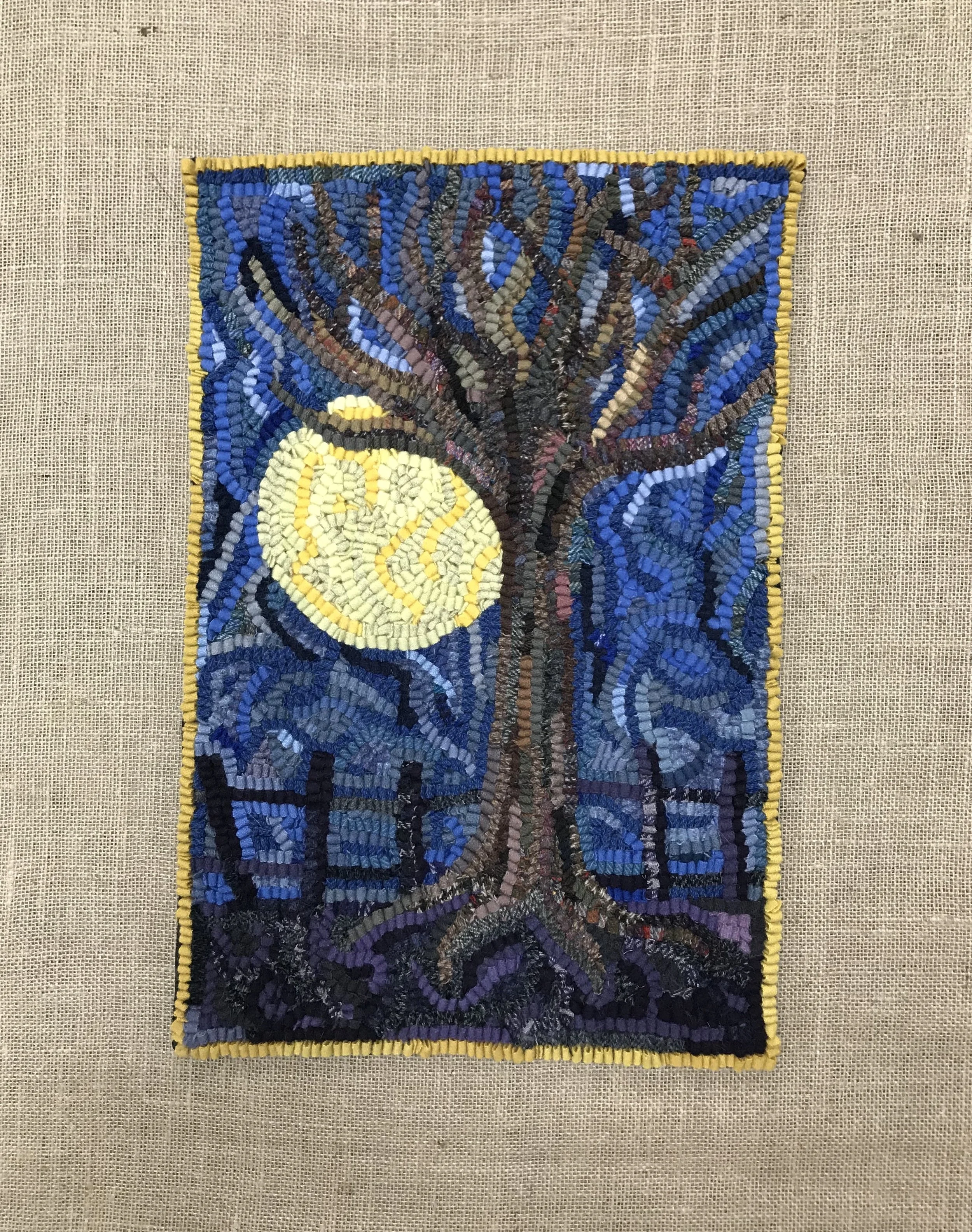 Rug Hooking Kit - Moonlit Autumn Tree - Complete 13 x 19" Rug Hooking Primitive Craft Kit