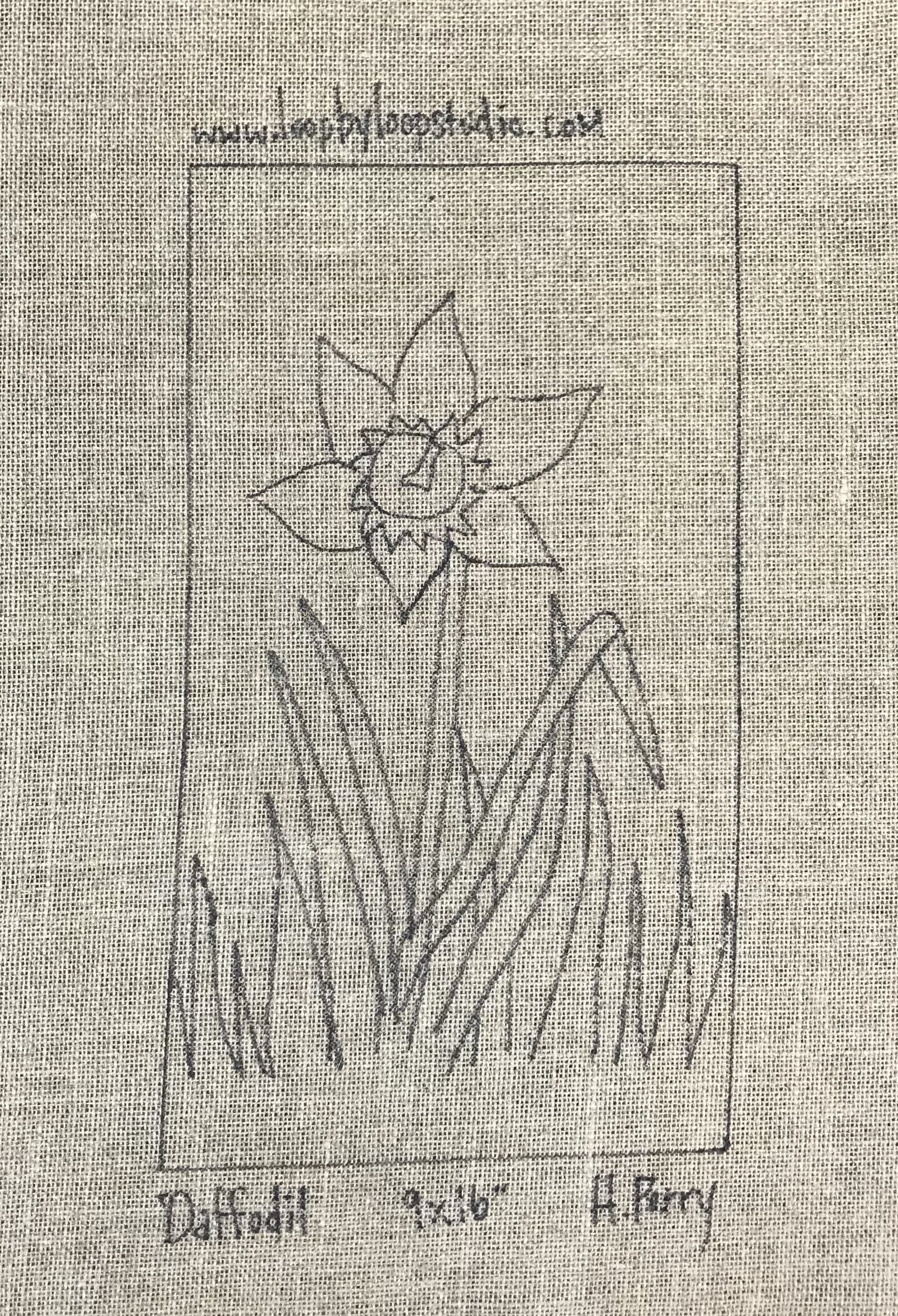 Daffodil - Original Hand Drawn 9 by 16 inch Rug Hooking Pattern on Your Choice of Foundation