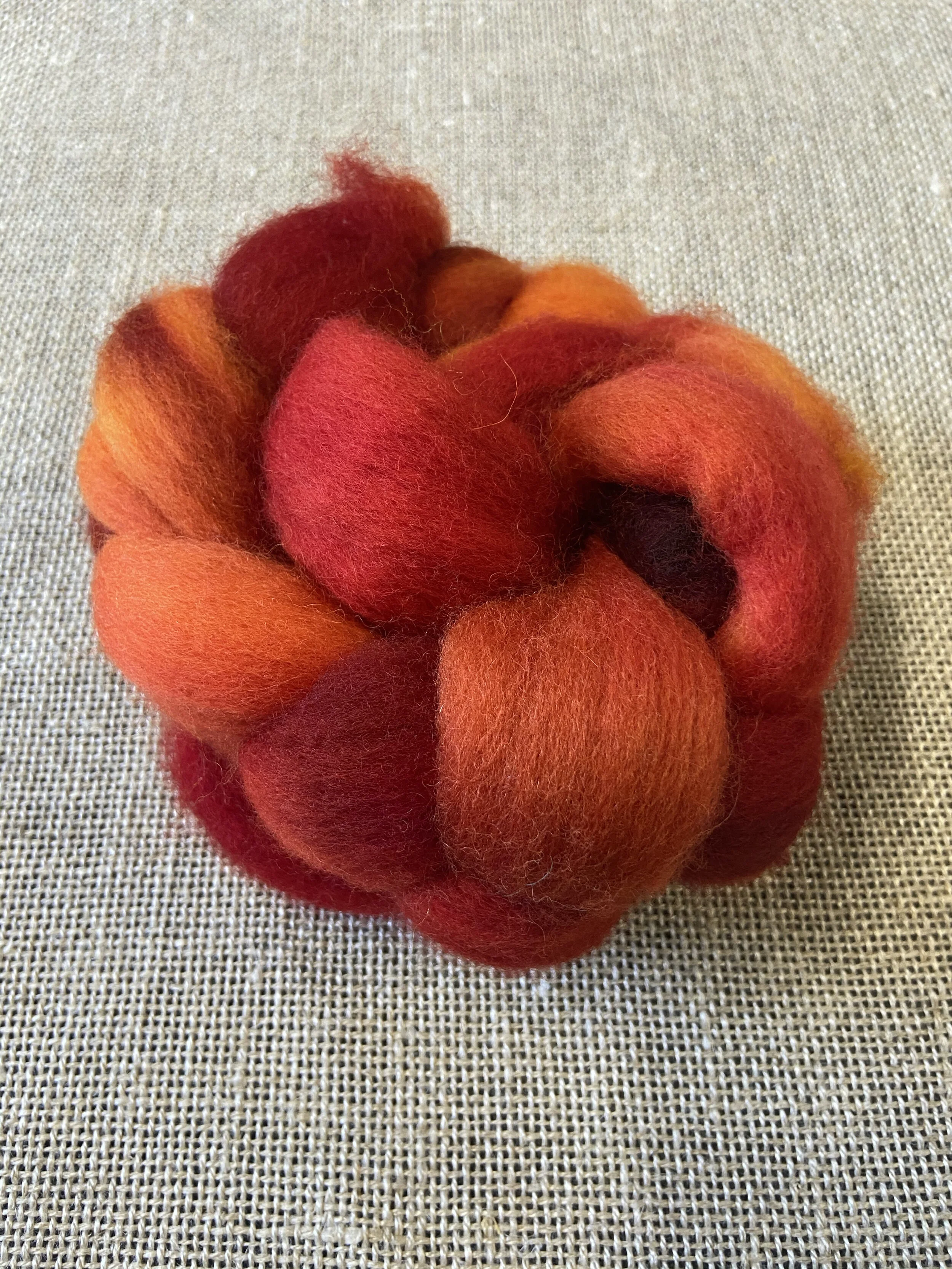 Rug Hooking Wool Roving or Fleece - Roughly 2 Ounce of Hand Dyed Fluffy Wool for Rug Hooking, Felting, Spinning and More - Fireball