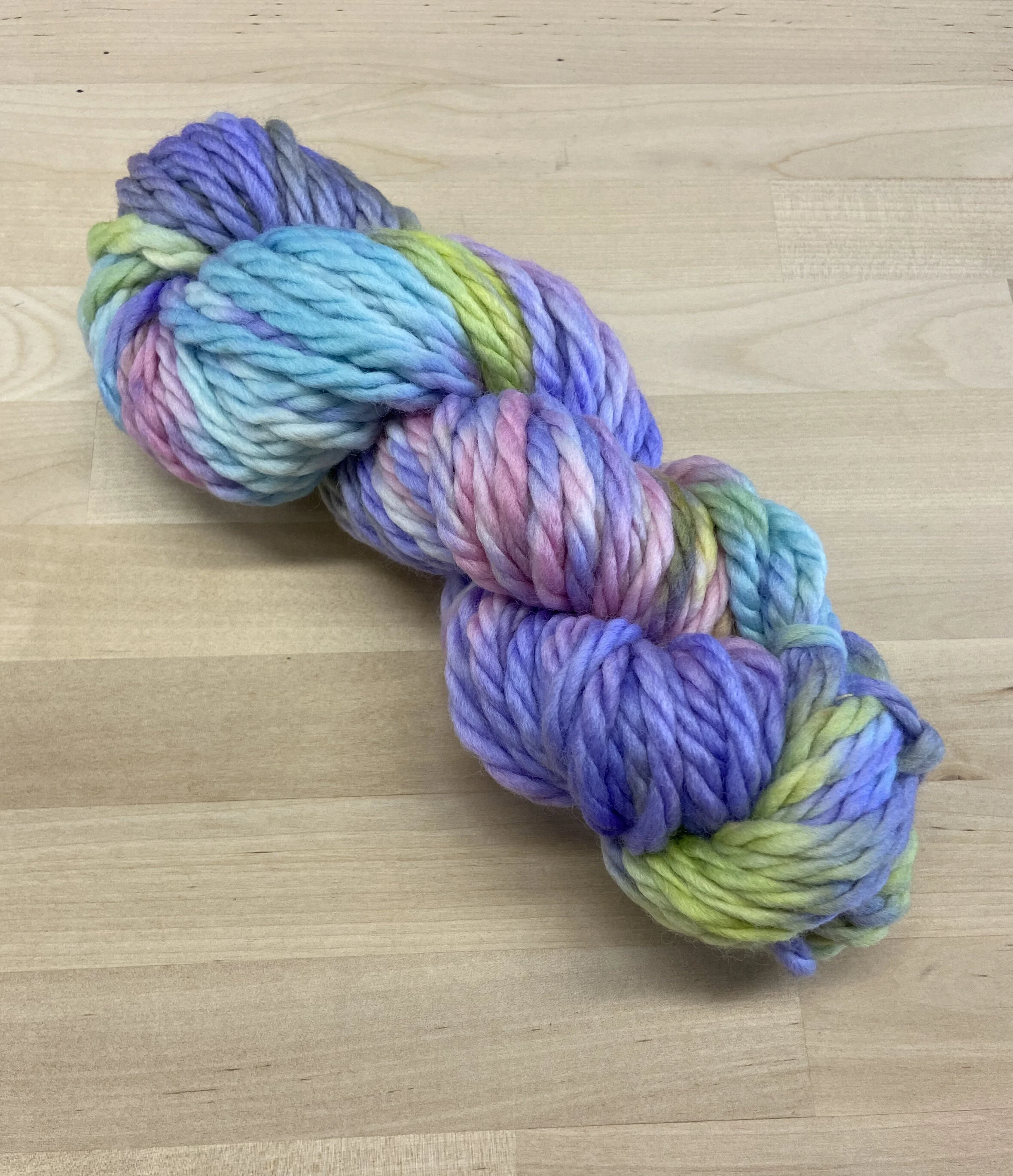 Hand Dyed Super Bulky Single Ply Wool Yarn for Rug Hooking &amp; Punch Needle - Spring Tulips - Two of a Kind Hand Painted 100% Wool