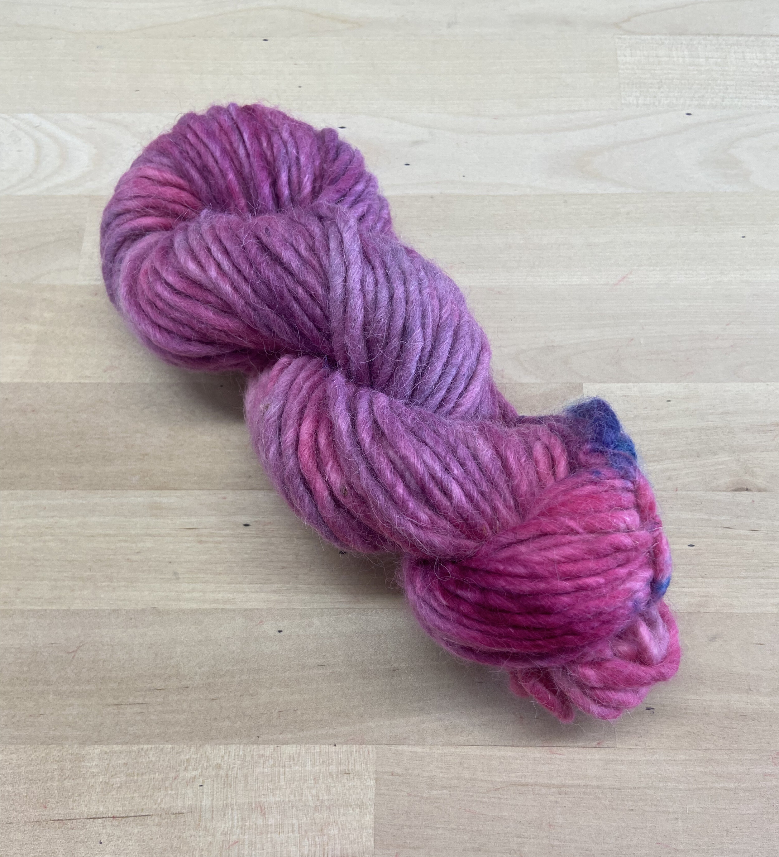 Hand Dyed Super Bulky Single Ply Wool Yarn for Rug Hooking &amp; Punch Needle - Mixed Berry- Two of a Kind Hand Painted 100% Wool