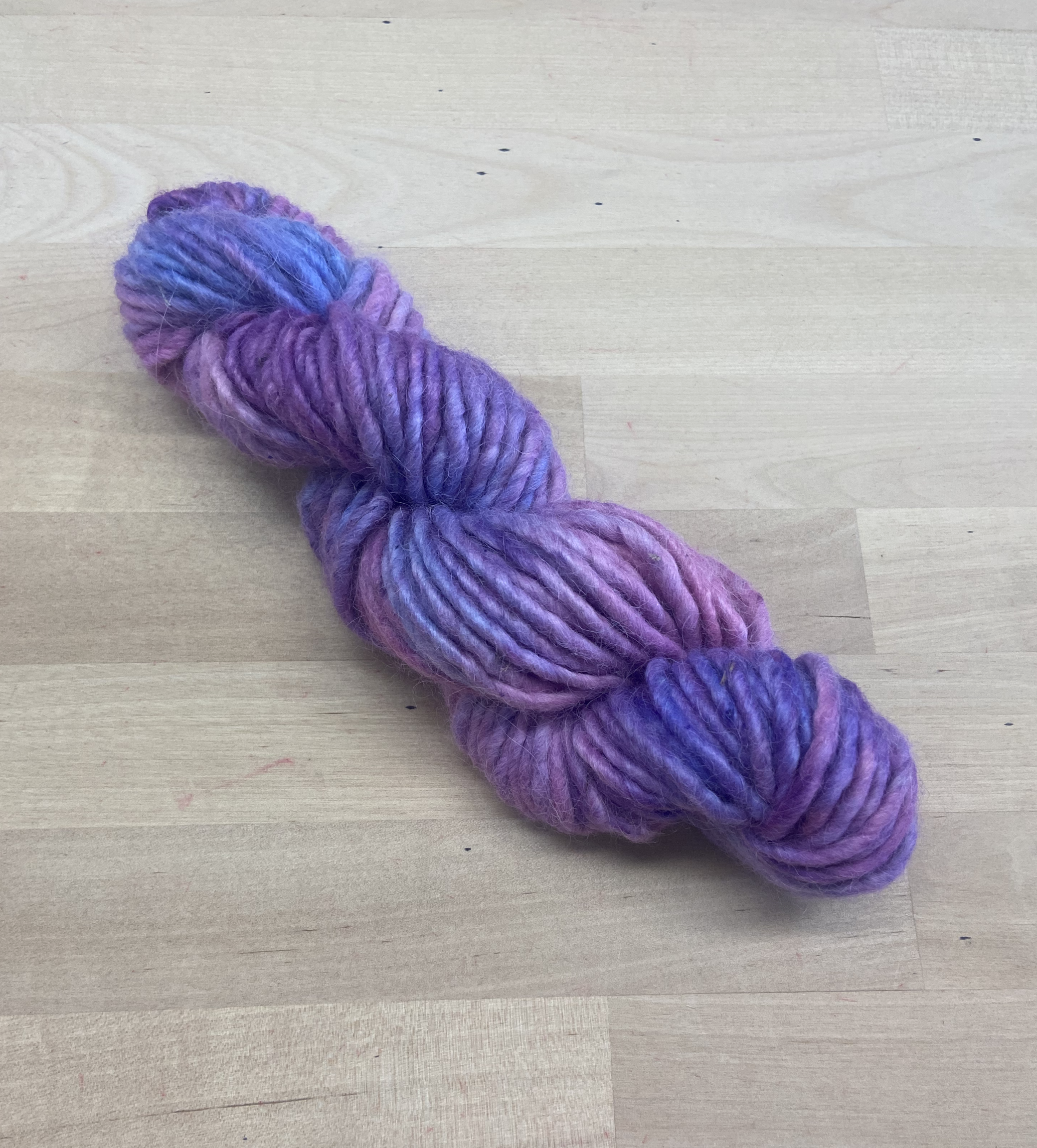 Hand Dyed Super Bulky Single Ply Wool Yarn for Rug Hooking &amp; Punch Needle - Grape Purple - Two of a Kind Hand Painted 100% Wool