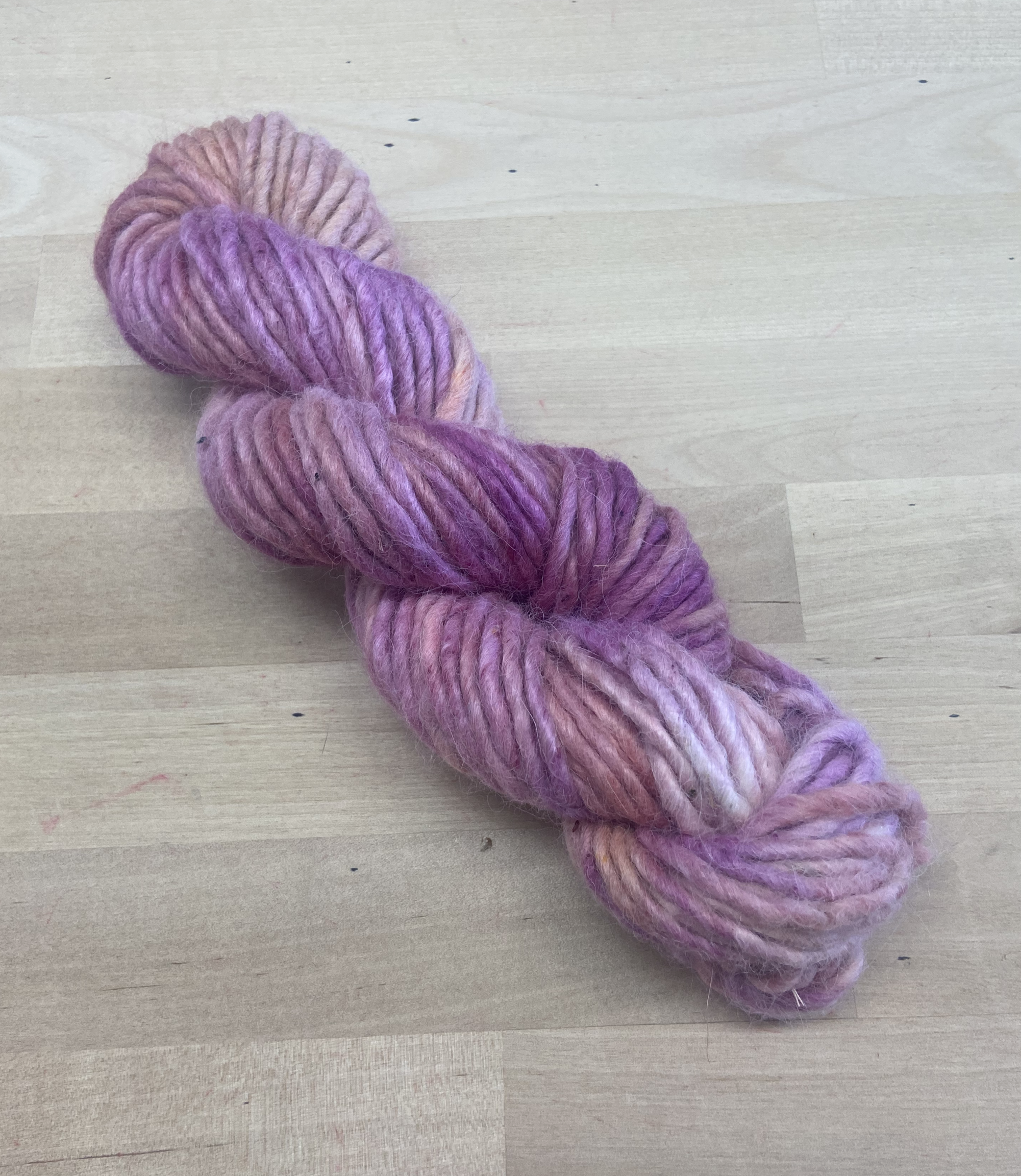 Hand Dyed Super Bulky Single Ply Wool Yarn for Rug Hooking &amp; Punch Needle - Peach Cobbler - Two of a Kind Hand Painted 100% Wool