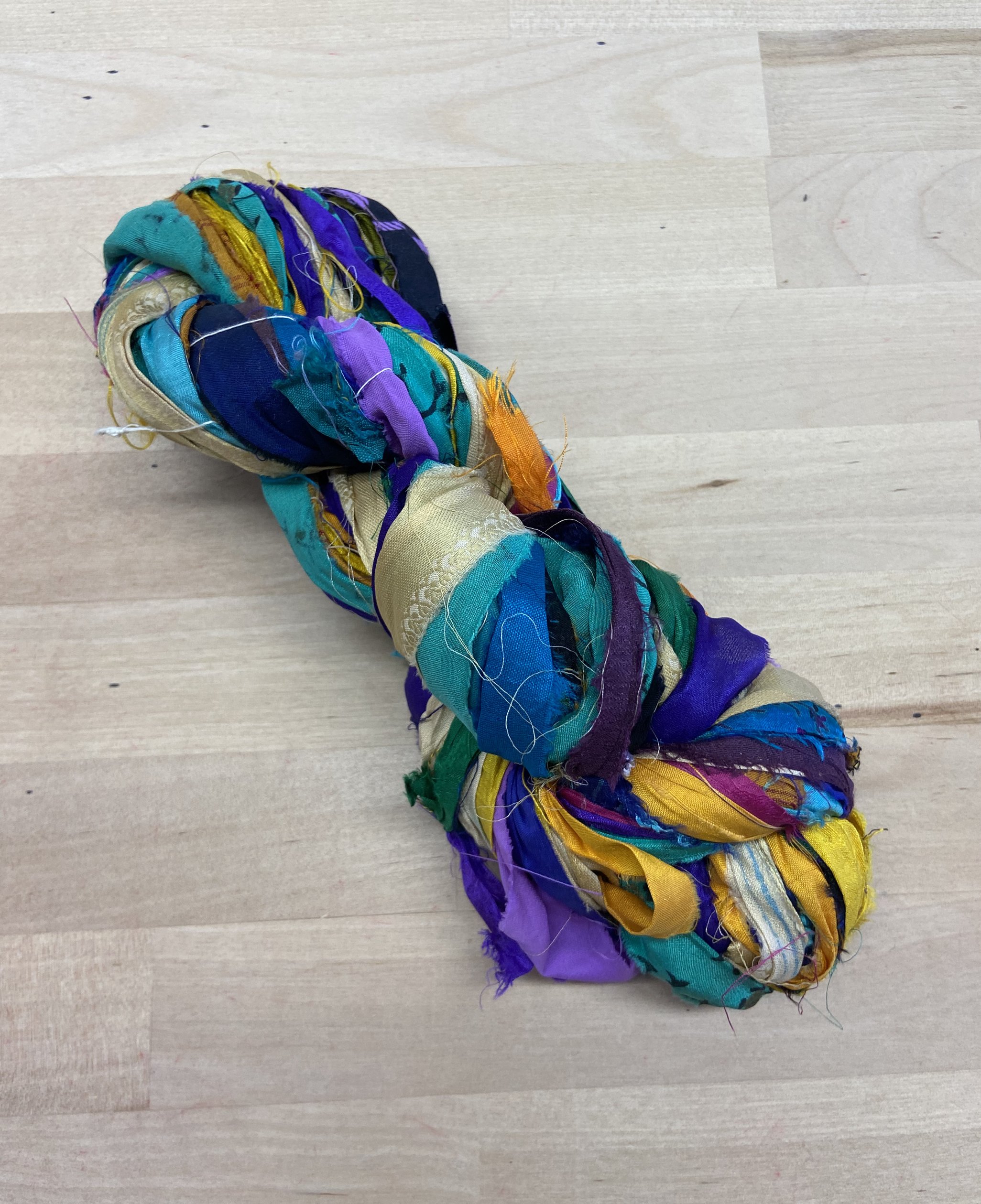 Multicolor Cool - Sari Silk Ribbon