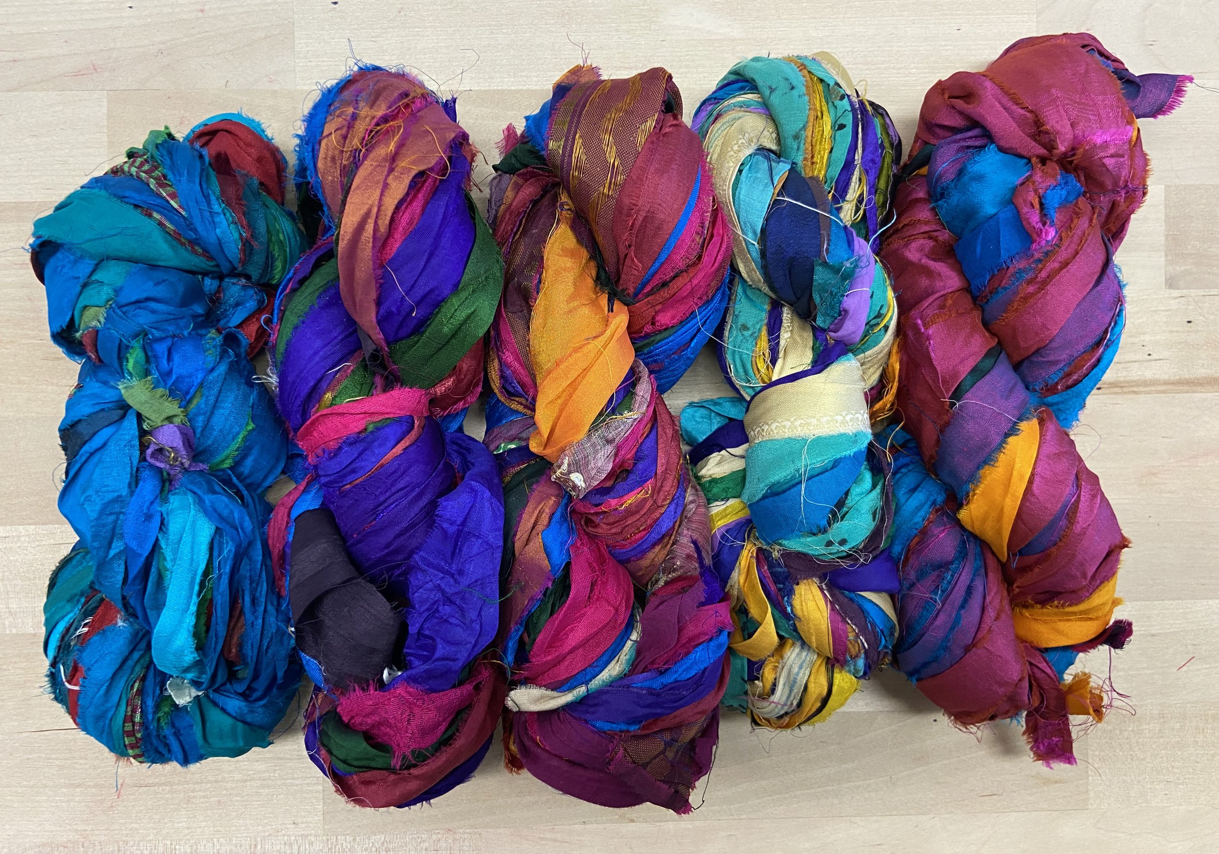 Colorful Mill Dyed - 100% Recycled Sari Silk Ribbons for Rug Hooking and  Rug Making - Available in Full or Half Skeins — loop by loop studio