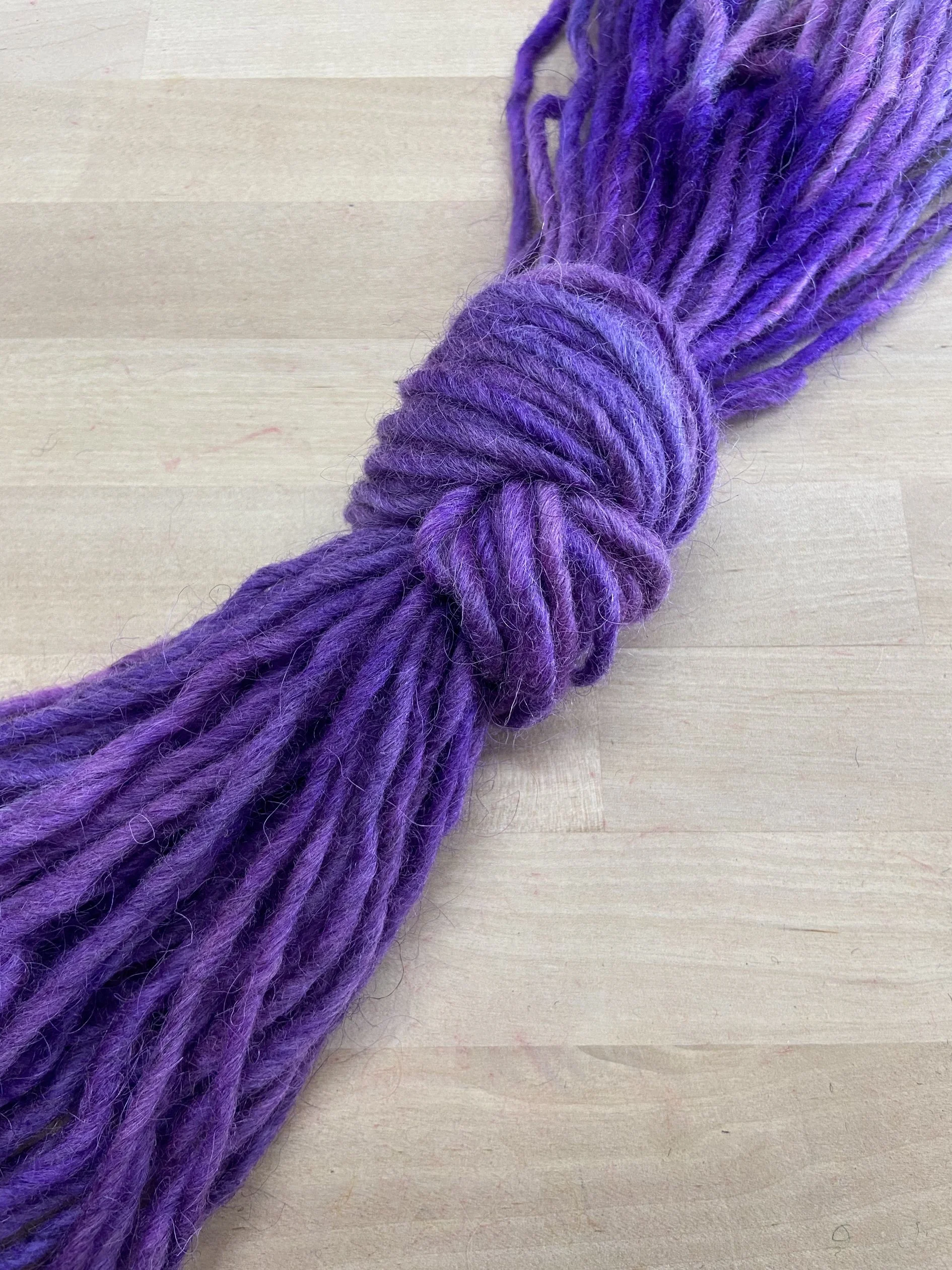 SINGLE PLY - Studio Dye - Crocus Purple - Hand Dyed Super Bulky 100% Single Ply Wool Yarn for Rug Hooking & Punch Needle - 2oz/50gm