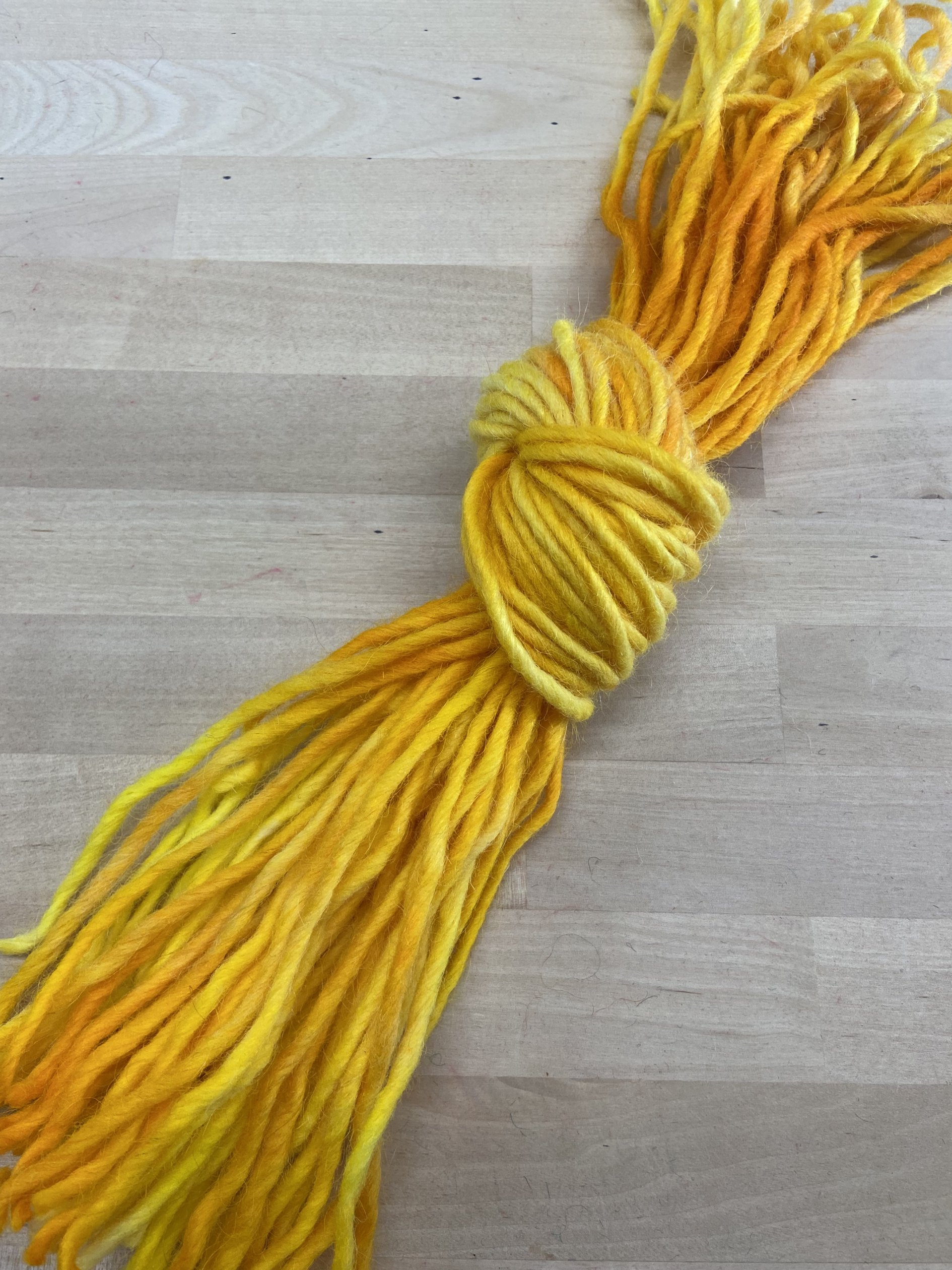 SINGLE PLY - Studio Dye - Sunny Citrus - Hand Dyed Super Bulky 100% Single Ply Wool Yarn for Rug Hooking & Punch Needle - 2oz/50gm