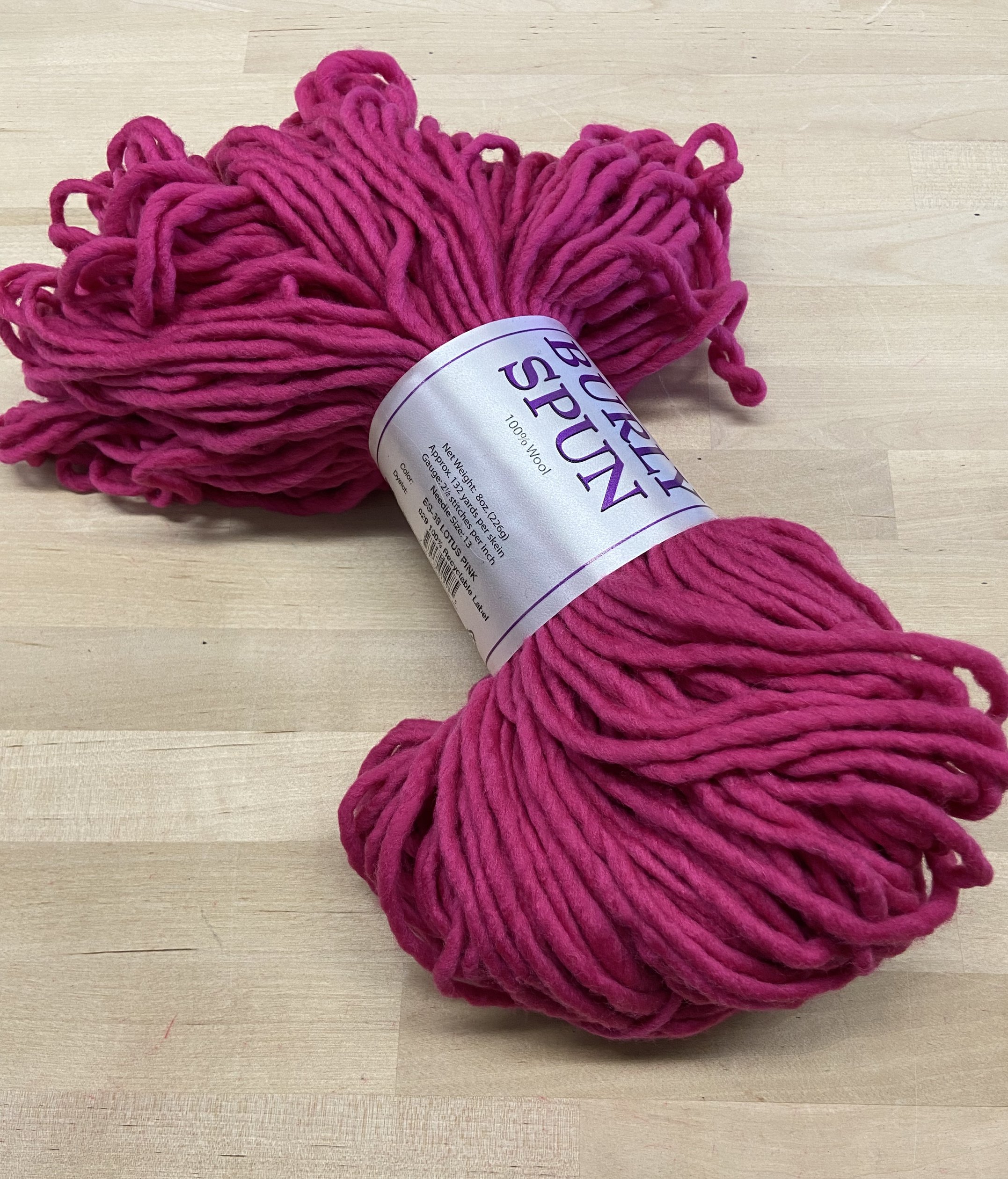 Lotus Pink - Burly Spun Yarn by Brown Sheep Co. 8oz 100% Wool Single Ply,  Super Bulky Yarn for Rug Hooking, Punch Needle or Weaving - Two Sizes to  Choose From —
