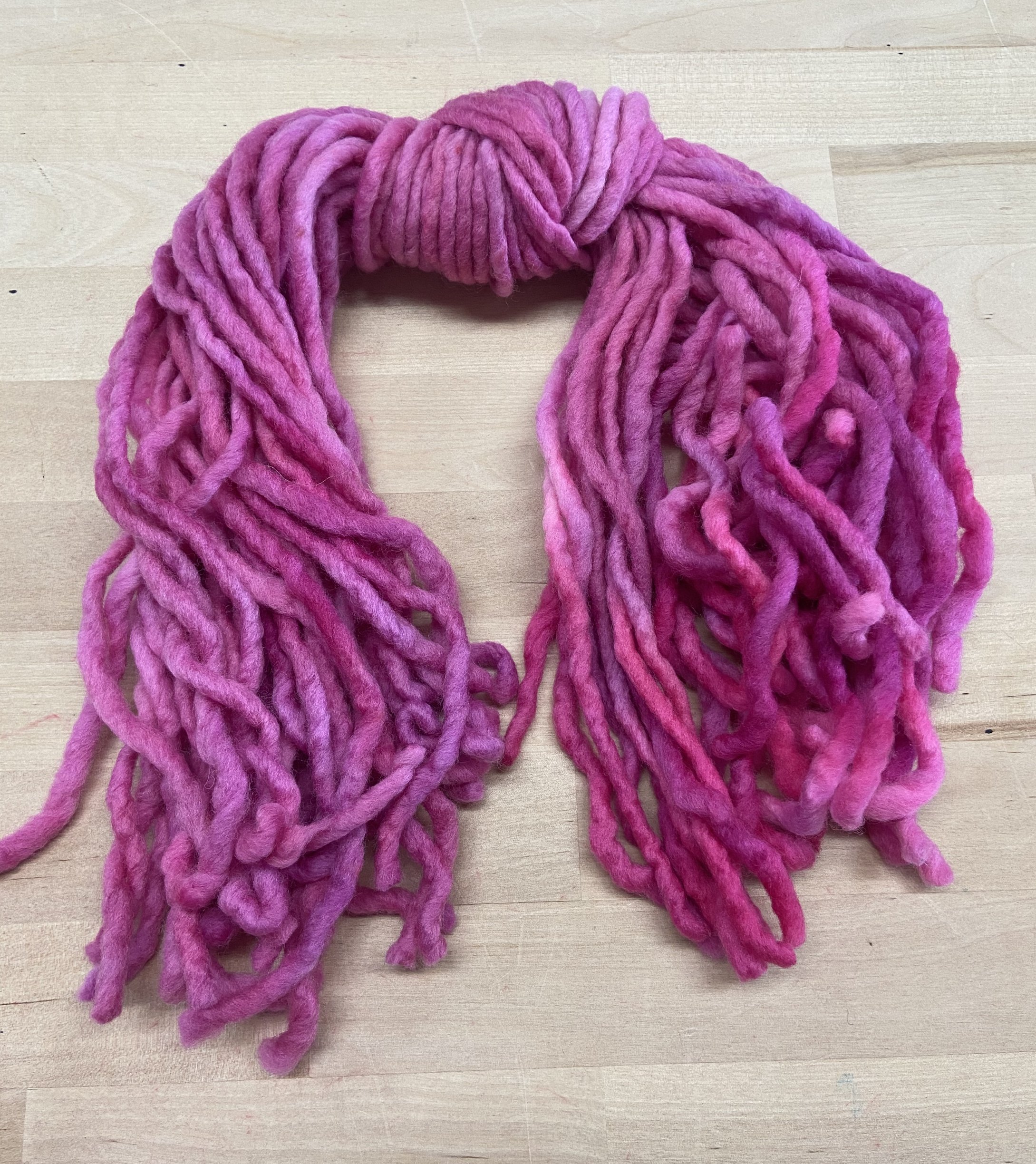 SINGLE PLY - Studio Dye - Pink - Hand Dyed Super Bulky 100% Single Ply Wool Yarn for Rug Hooking & Punch Needle - 2oz/50gm